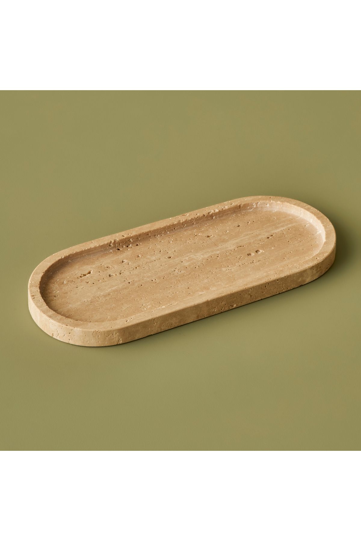 Bella Maison Ephesus Traverten Oval Dekoratif Tabak Naturel (12x28 cm)