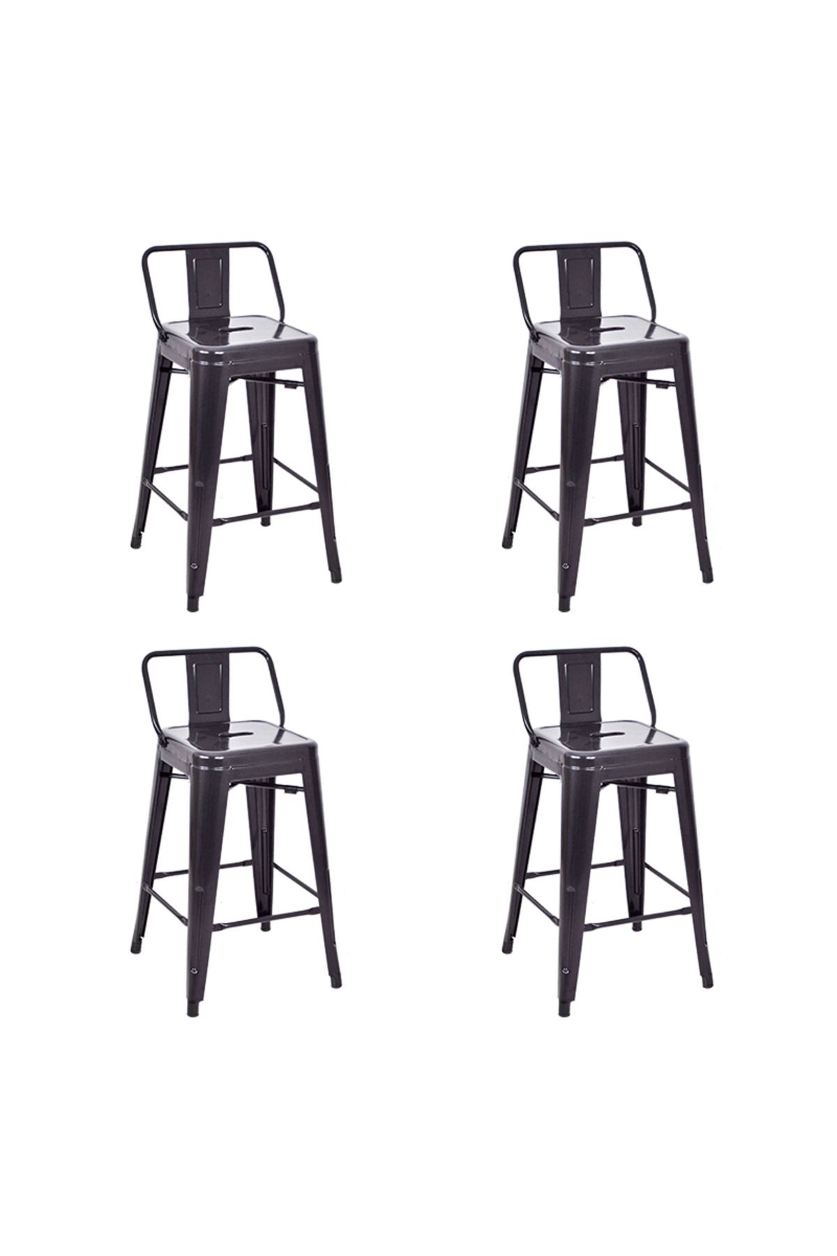 ChairLife Tolix Sırtlı Yüksek Metal Tabure (4 Adet)