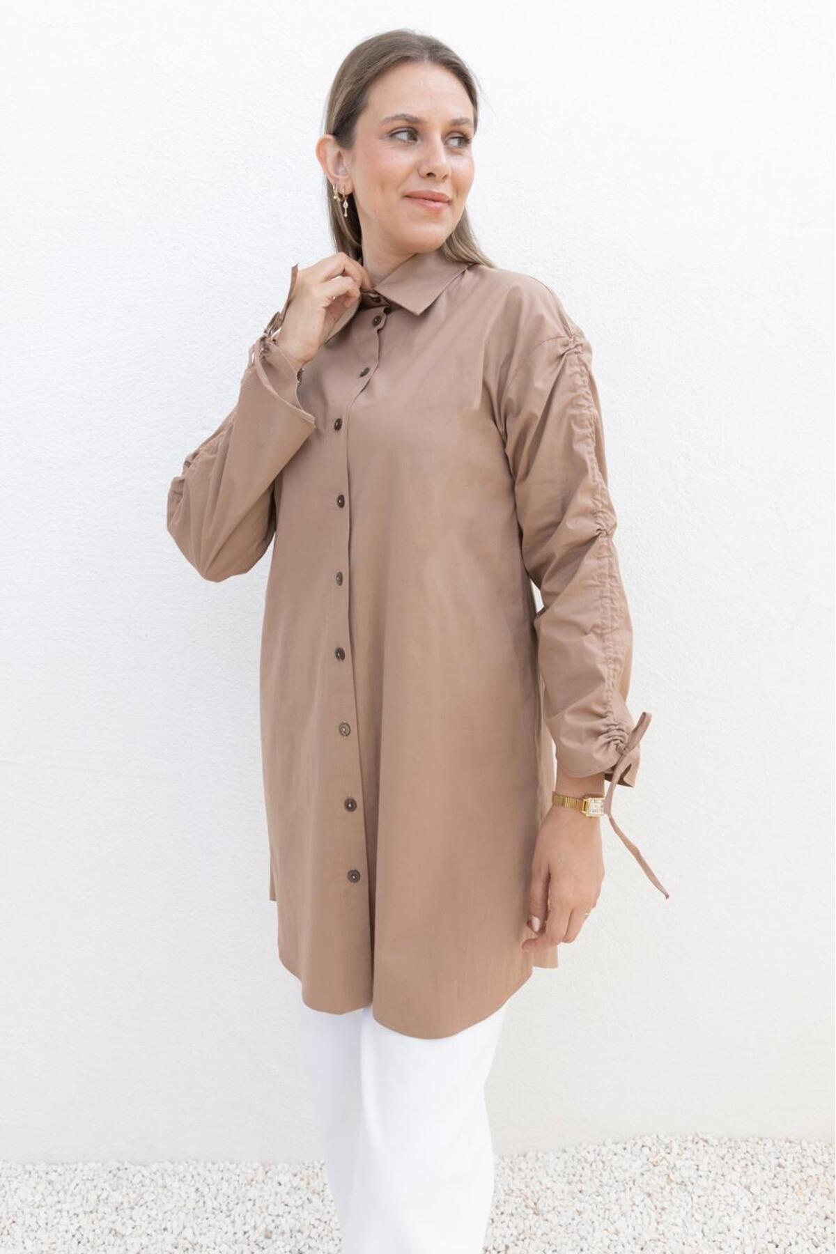 ALLDAY  Vizon-Kolu Büzgülü Cepli Gömlek