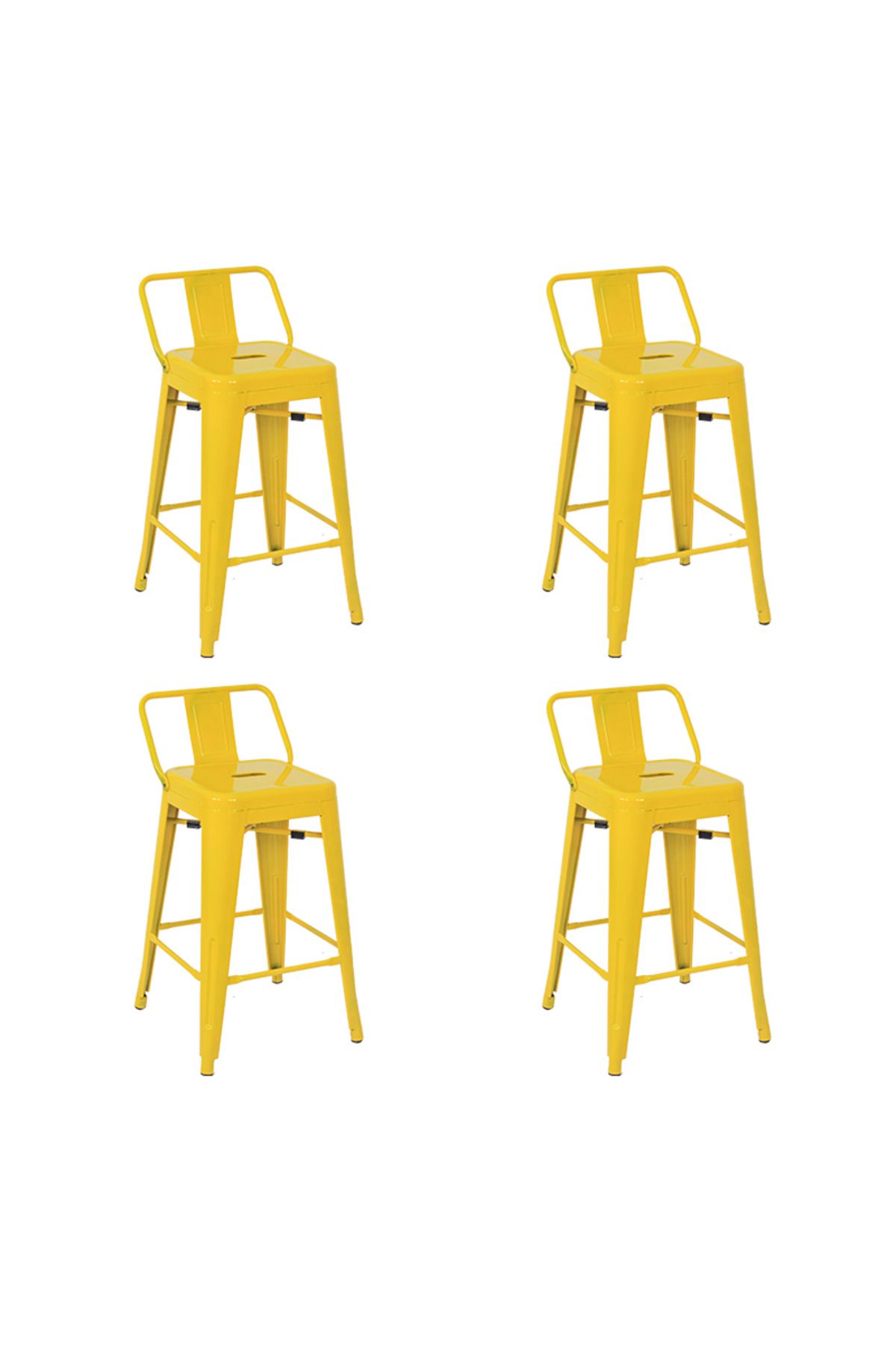 ChairLife Tolix Sırtlı Yüksek Metal Tabure (4 Adet)