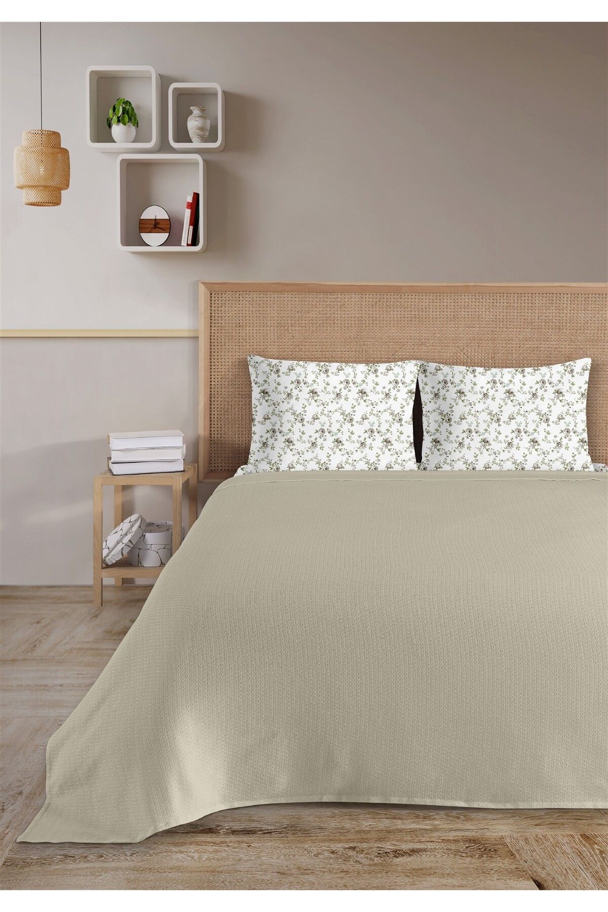 HomeBerry %100 Pamuk Medusa Toprak Tek Kişilik Pike Takımı 160 x 230 cm