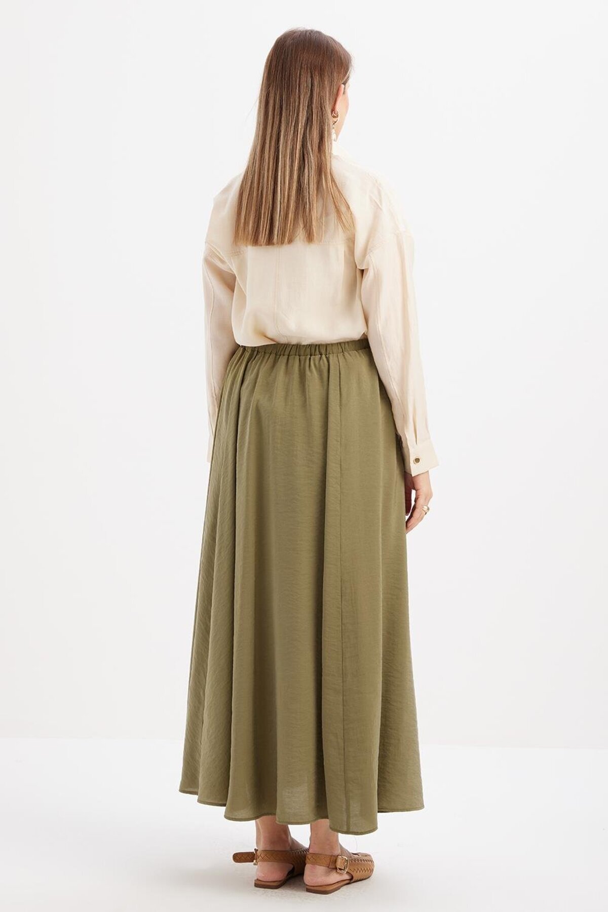 ALLDAY-Khaki-Elastic Basic Skirt 4