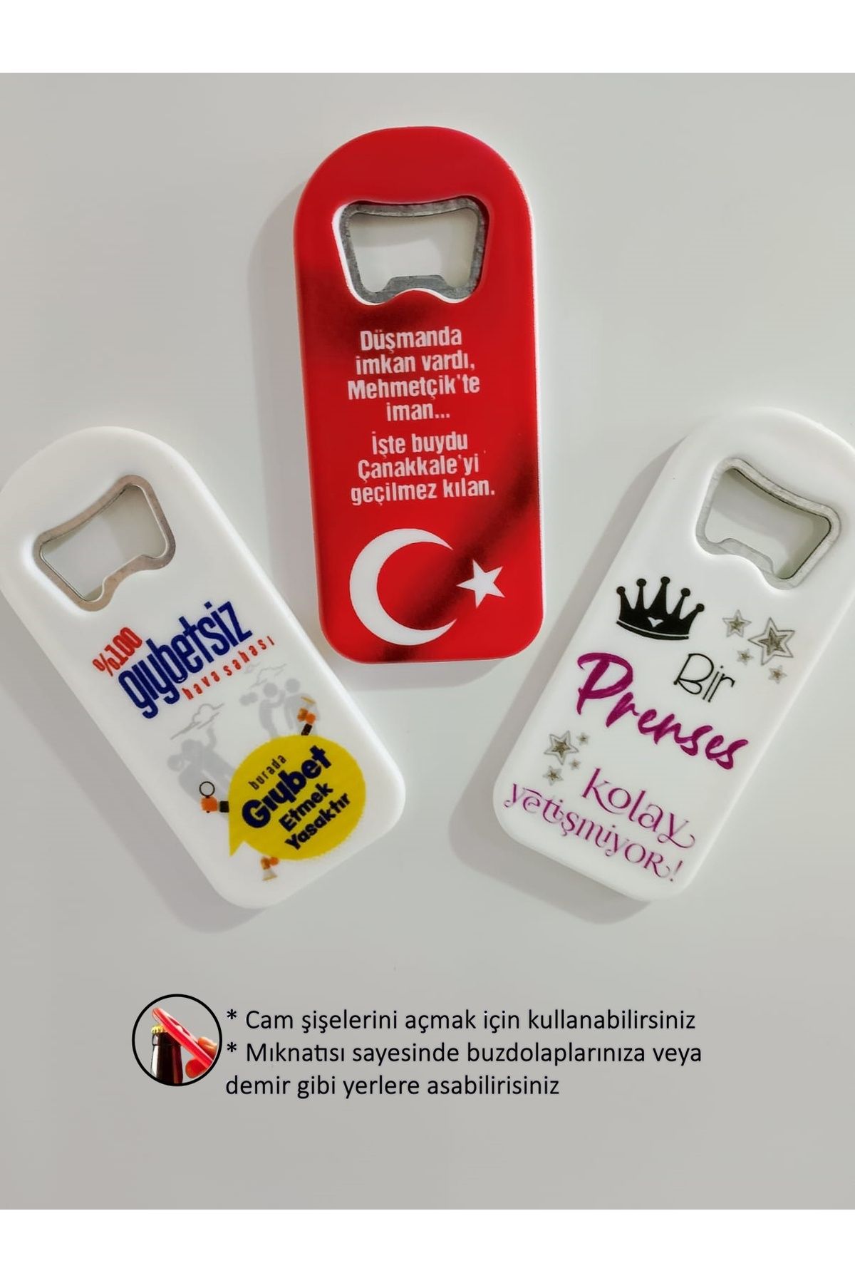 RUZİVO Yazılı Figürlü 3'lü Soda Cam Şişe Açacak Magnet