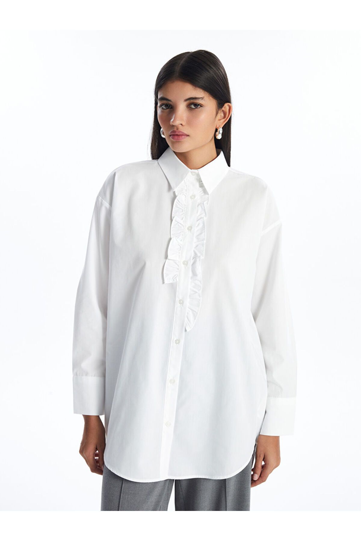 LC Waikiki Düz Poplin Kadın Gömlek Tunik