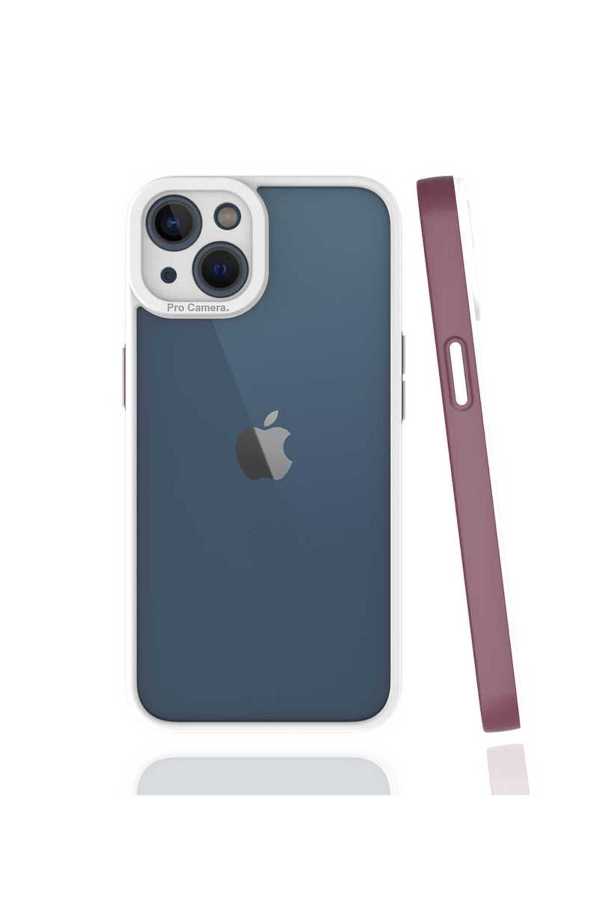 halkhouse Apple iPhone 13 Kılıf Kamera Korumalı Renkli Çerçeveli Esnek Sert Silikon Mima Kapak