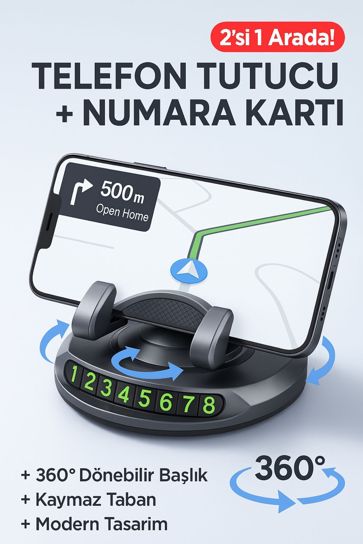 TOYFEST Park Numarası Gösterge Ünitesi ve 360 Derece Dönen Telefon Tutucu