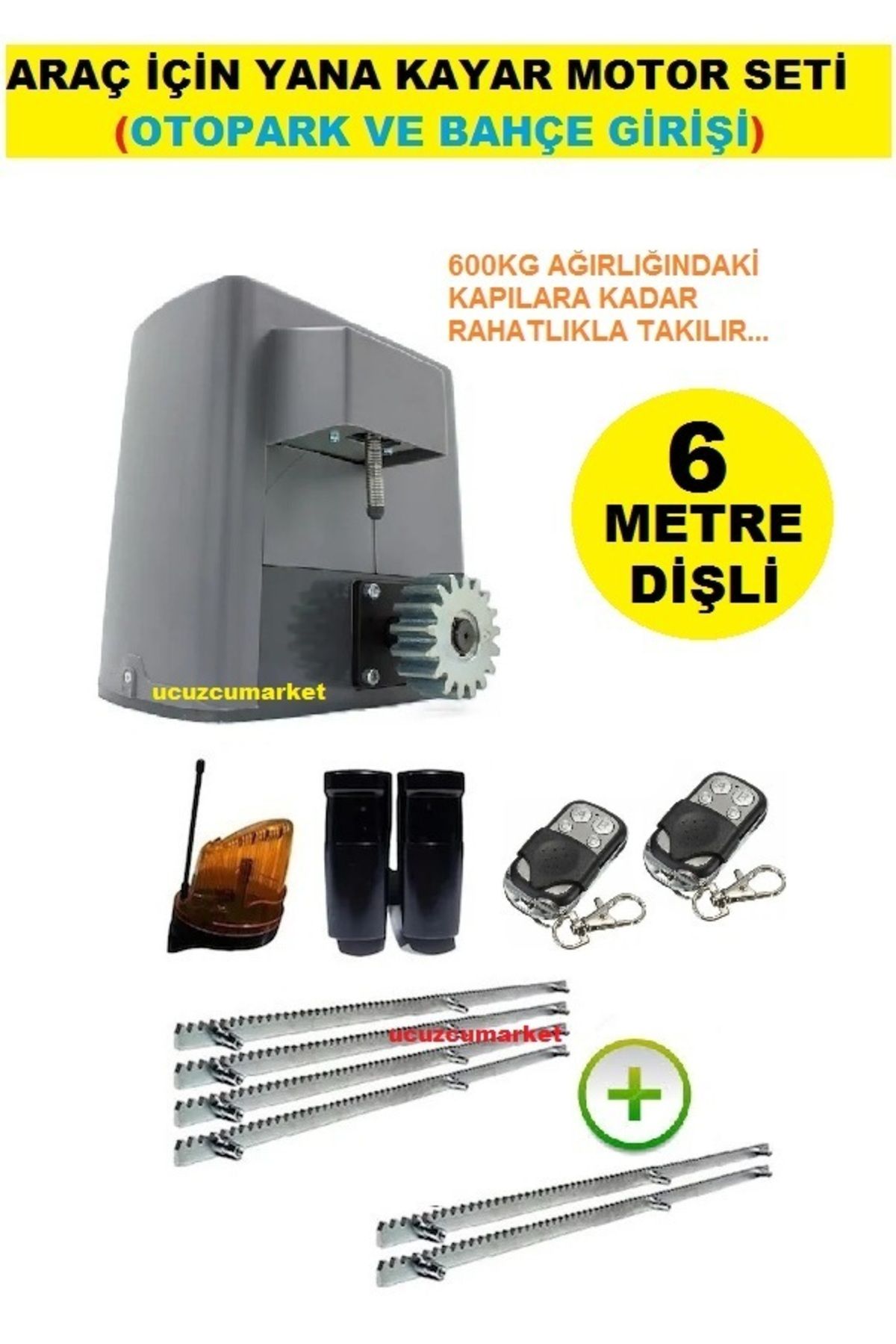 Kalite 6 Metre Dişli Yana Kayar Motor Seti (Otopark ve Bahçe Girişleri Için Ideal Ürün)
