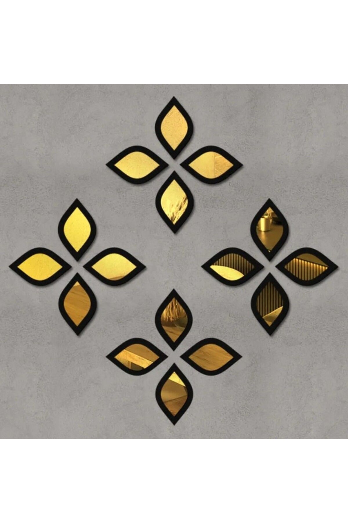 exalted hawk Su Damlası Dekoratif Ayna Seti Ahşap 16 Adet Pleksi Ayna