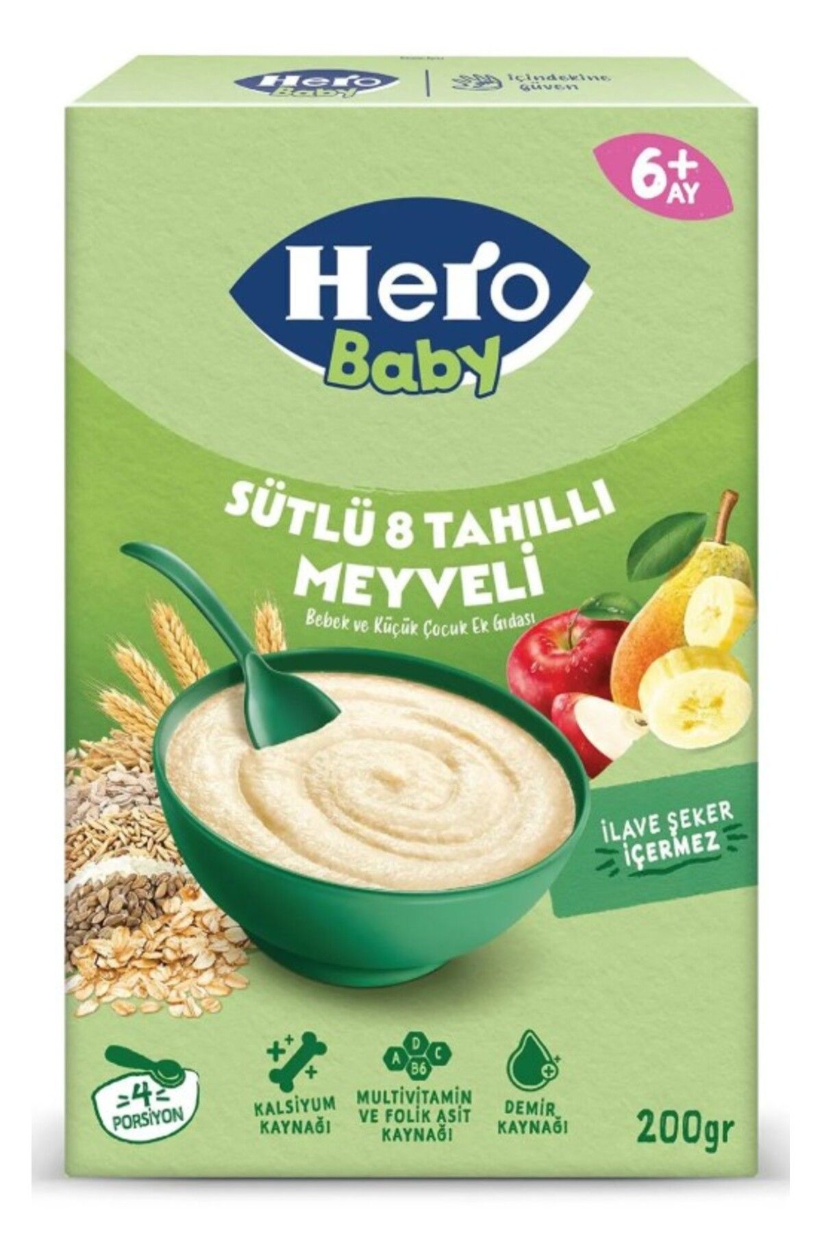 NW NessiWorld Nessiworld Hero Baby Sütlü 8 Tahıllı Meyveli Kaşık Mama 200 Gr