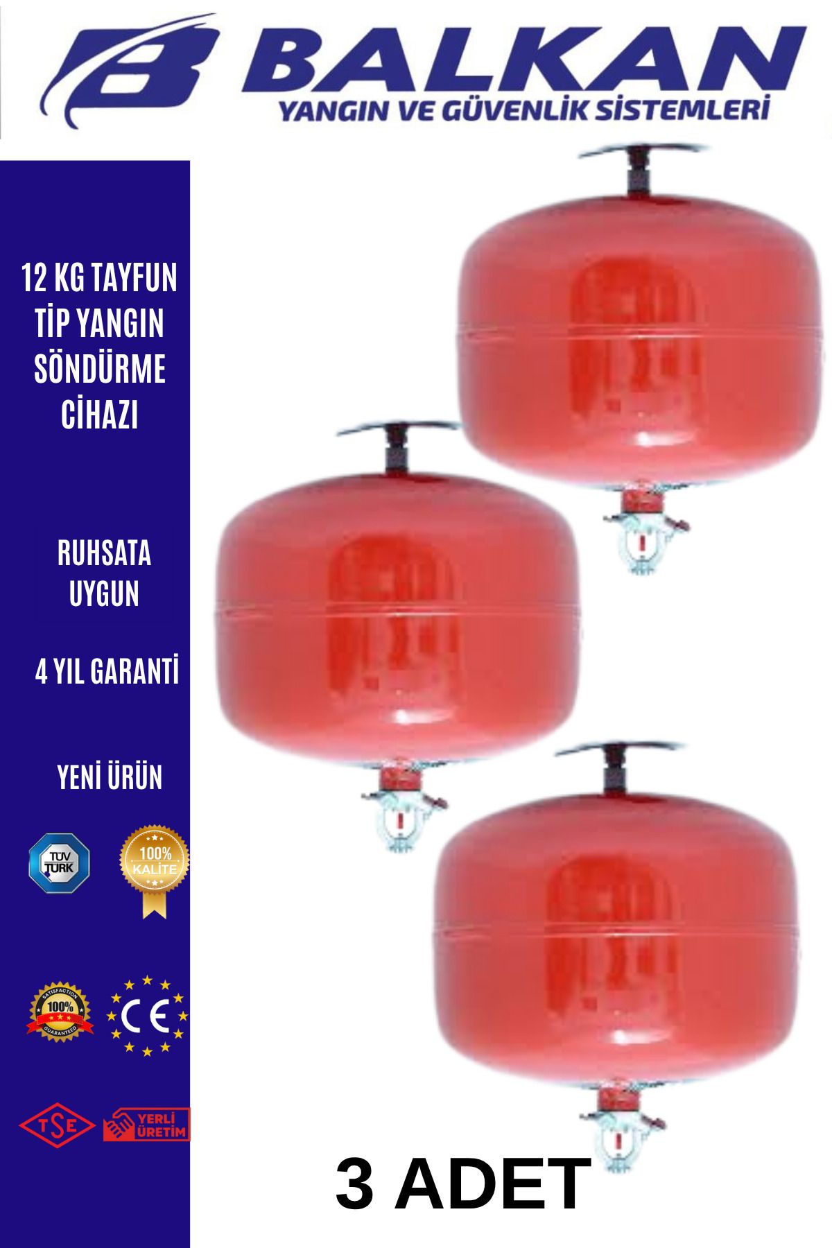 Balkan Ticaret 12 KG TAYFUN TİP YANGIN SÖNDÜRME CİHAZI 3 ADET
