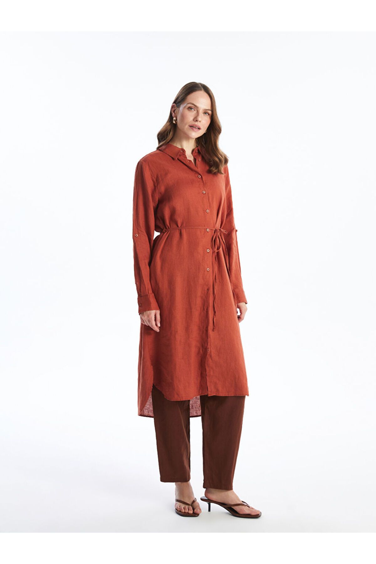 LC Waikiki Oversize Keten Kadın Gömlek Tunik
