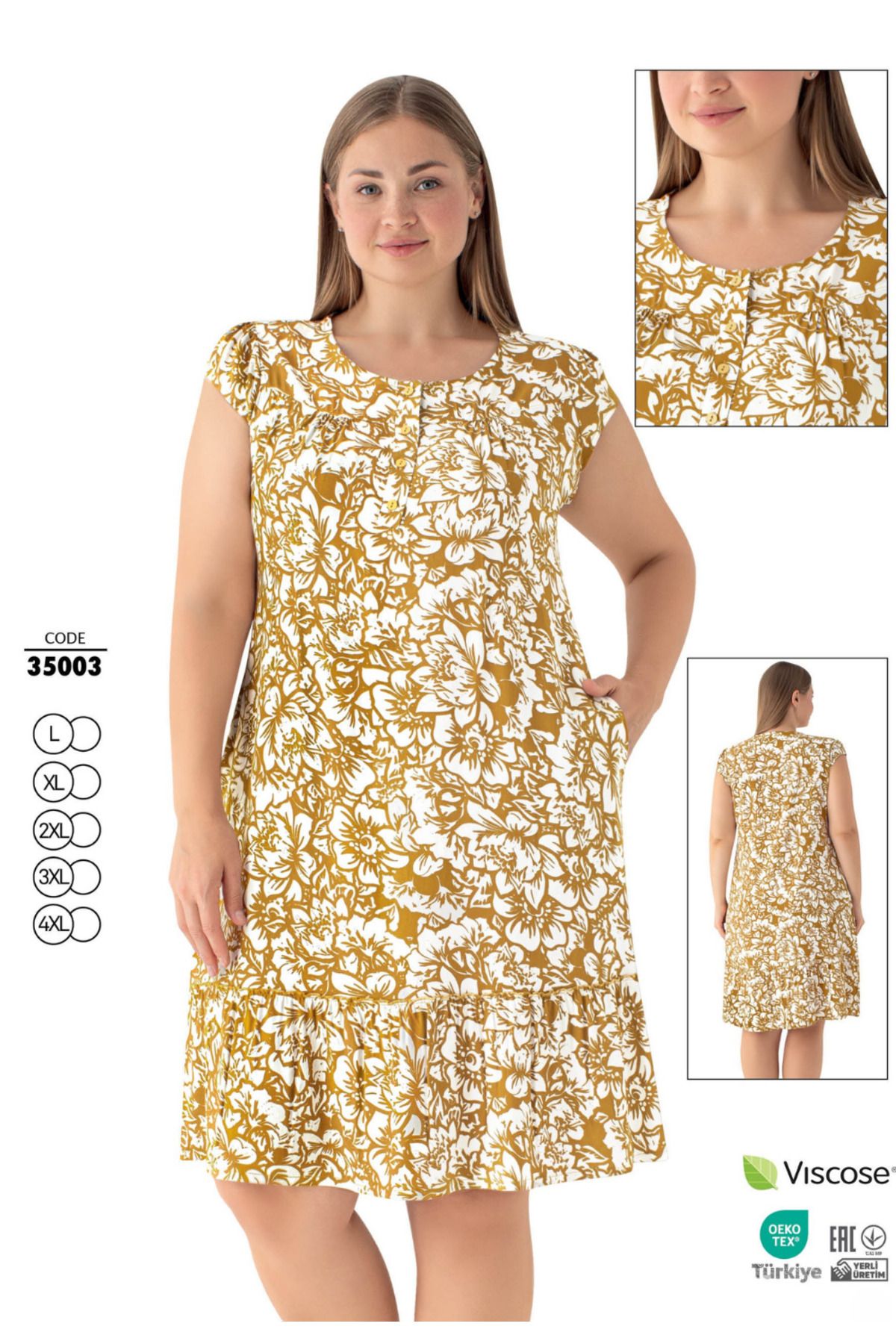 Juliet Deluxe Kadın Büyük Beden Dokuma Viskon Kumaş Kısa Şık Ebise 35003