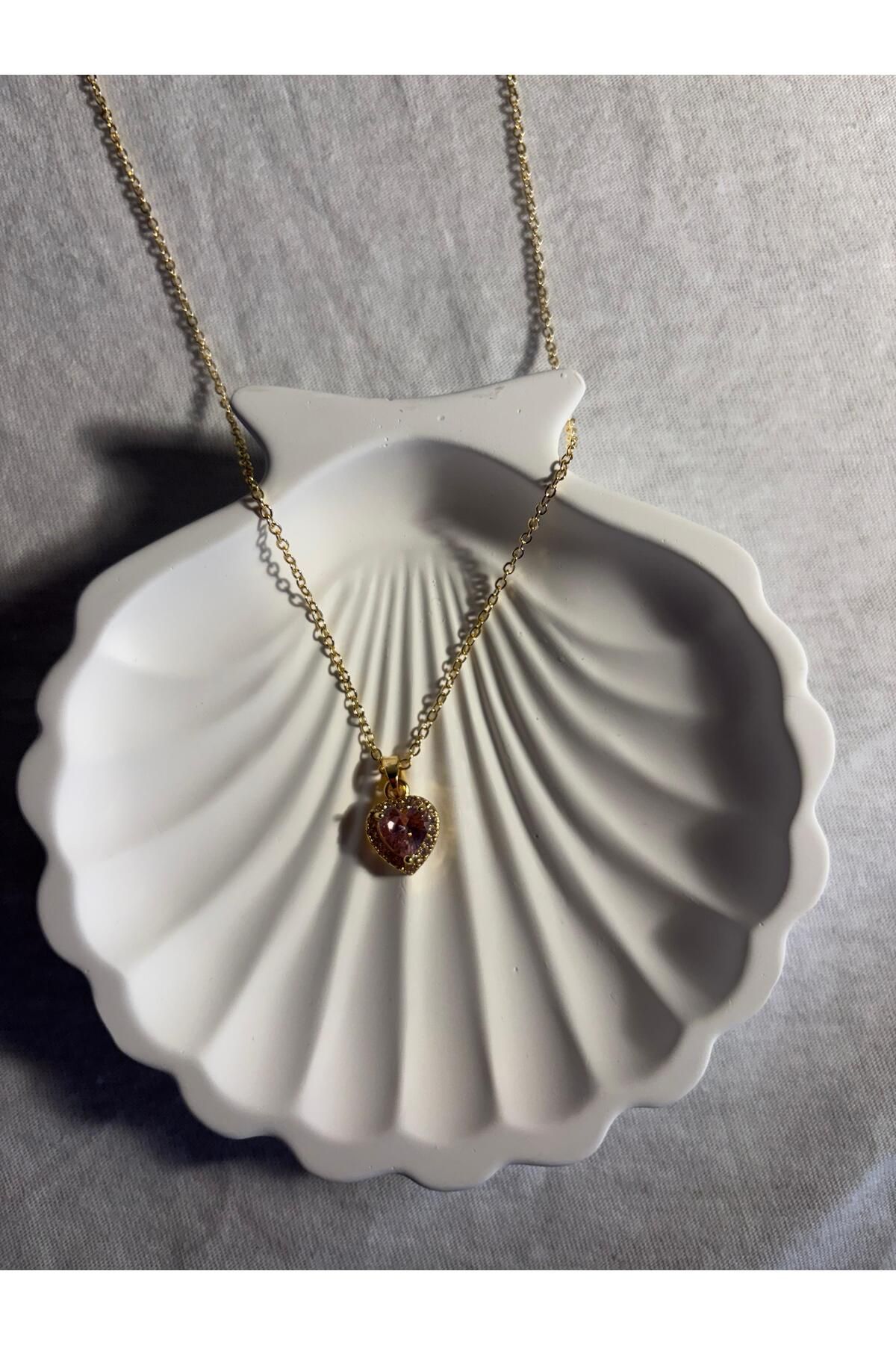 SIENAL COLLECTION Pembe Renk Kalp Kolye