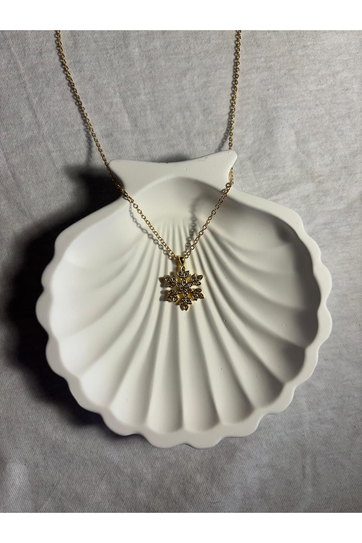 SIENAL COLLECTION Gold Renk Kar Tanesi Kolye
