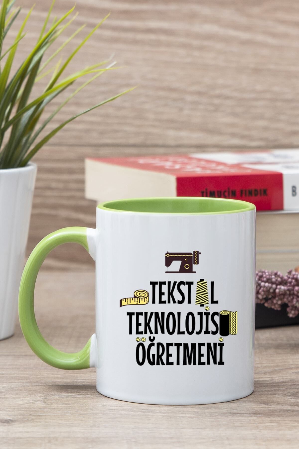 DEKORANLA Yeşil Tekstil Teknolojisi Öğretmeni İçin Özel Baskılı Kupa Bardak