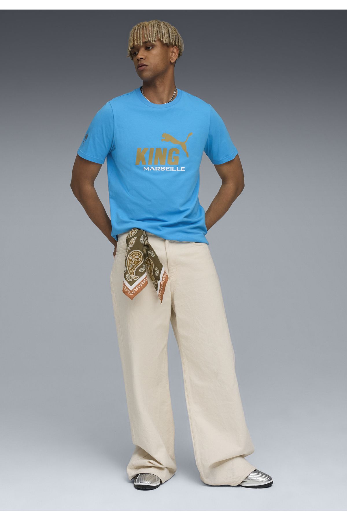 Puma-Tricou cu logo Olympique de Marseille KING Bărbați 5