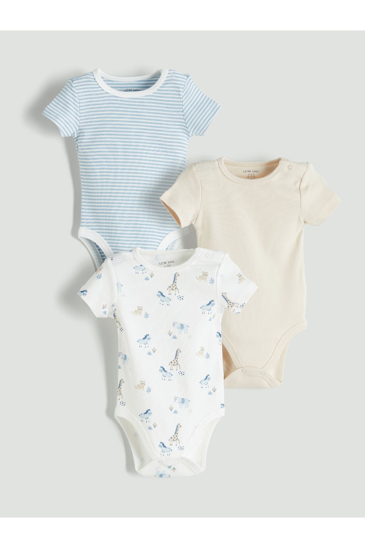 LC Waikiki Baskılı Erkek Bebek Çıtçıtlı Body 3'lü