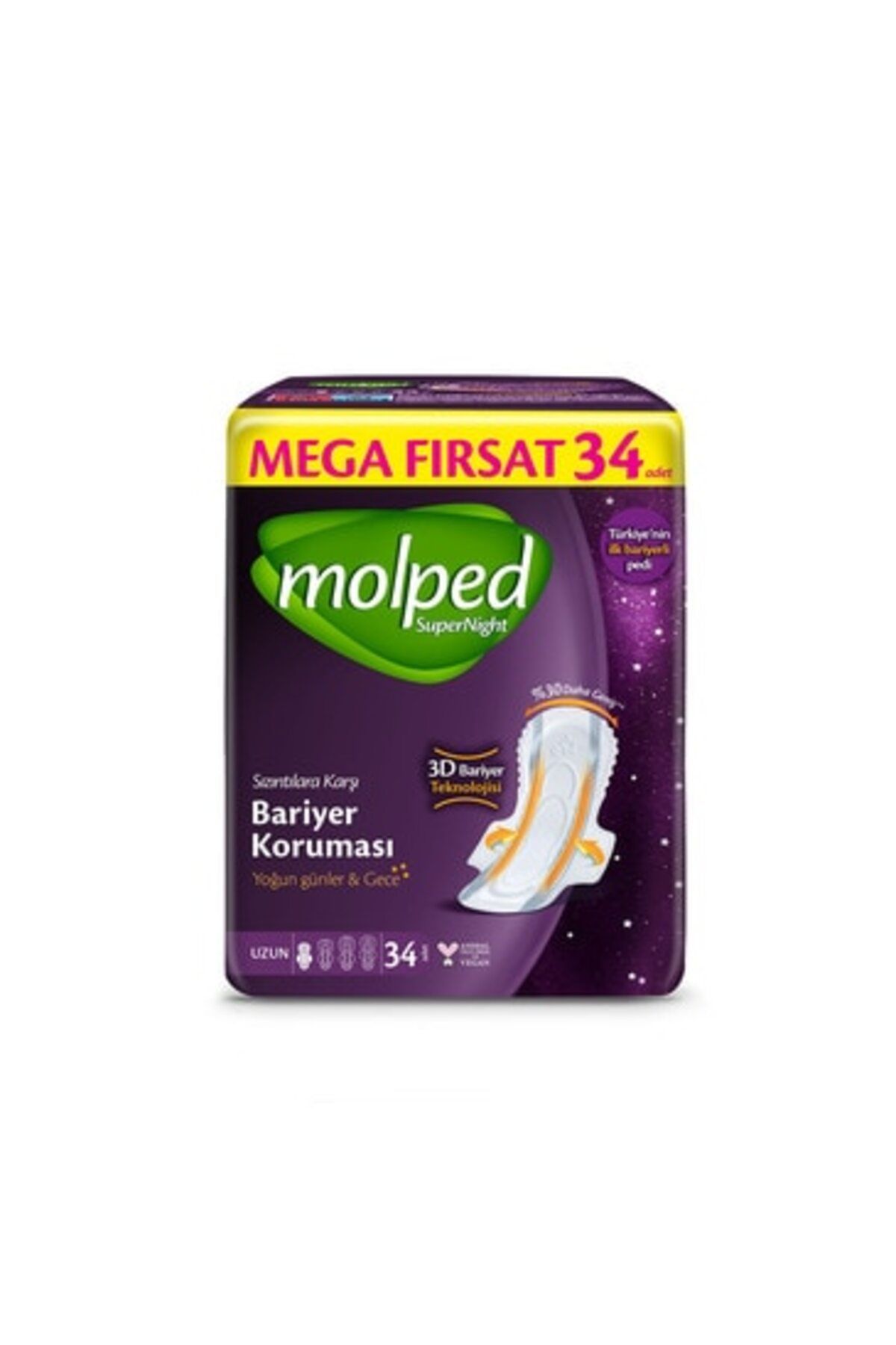 NW NessiWorld Nessiworld Molped SüperNight Uzun Ped Mega 34 Adet