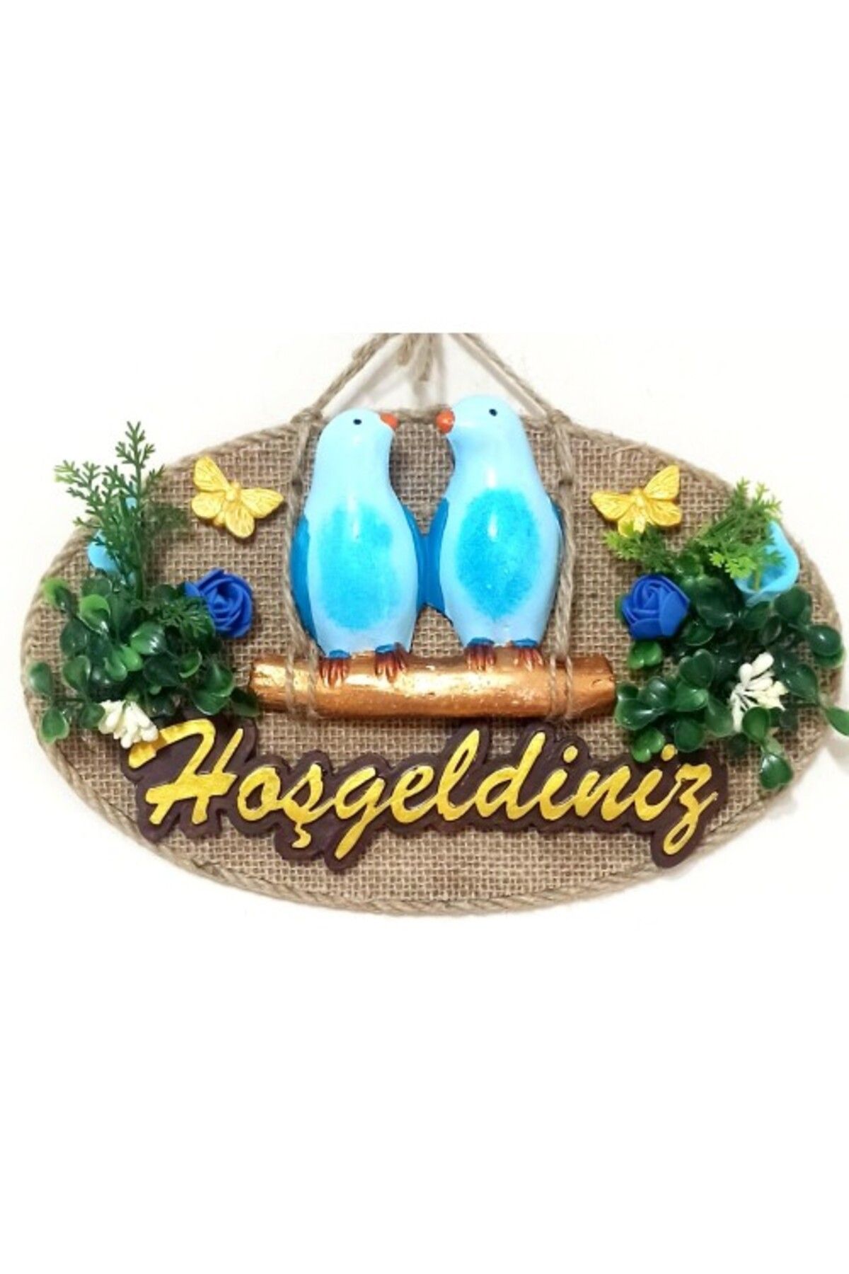 just cheap store Mavi Kuşlu Hoşgeldiniz Yazılı Kapı Süsü