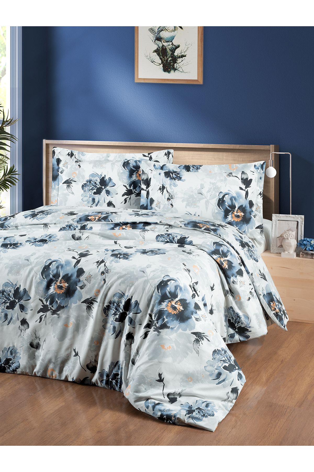 BED LİNE Ranforce Nevresim takımı çift kişilik poppy mavi