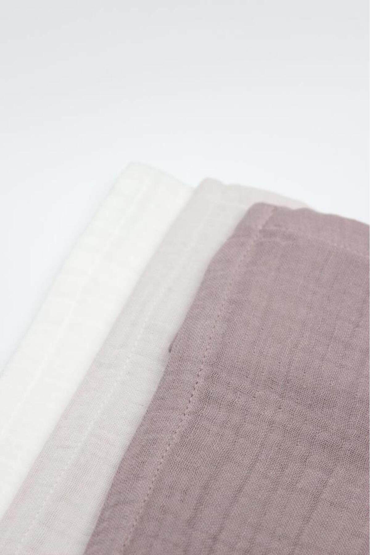 نسی‌ورلد بیستایل بسته ۶ عددی دستمال حریر موسیلین ۲۰×۲۰ سانتی‌متر ۹۰۱۰۶ کرم سنگی-خاکستری