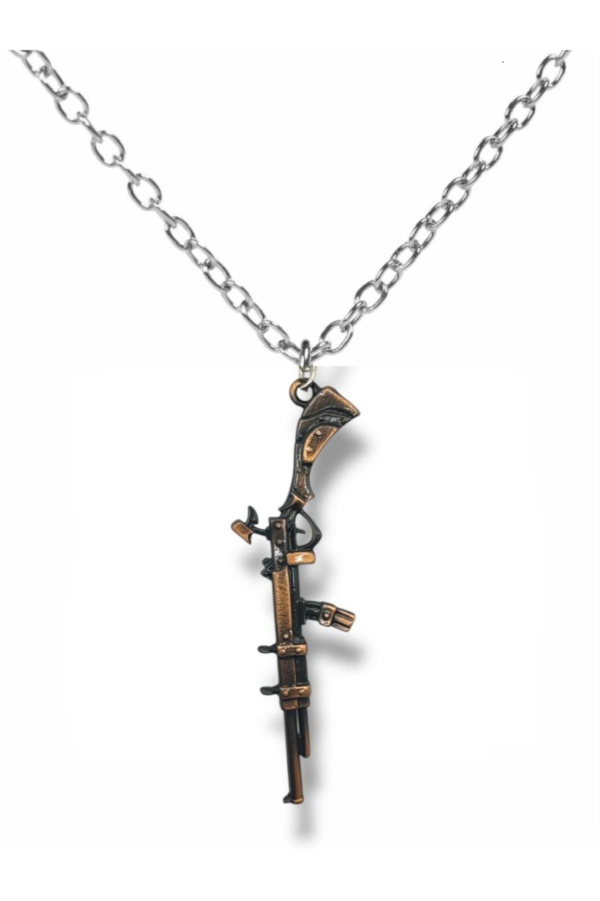Herşey Nota Mat Siyah Barrett REC7 Piyade Tüfeği Figürlü Kolye – Unisex Metal Askerî Tarz Takı