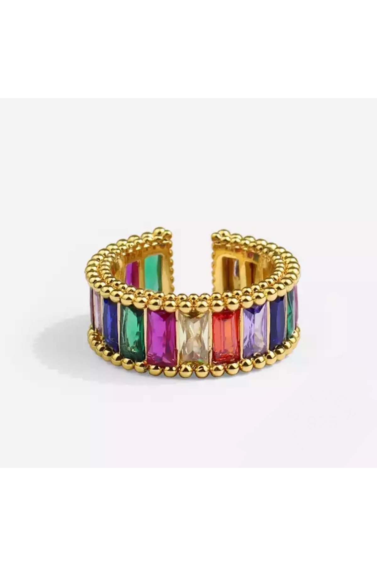 Twinkle Jewellery Ayarlanabilir Renkli Zirkon Taşlı 925 Ayar Gümüş Yüzük