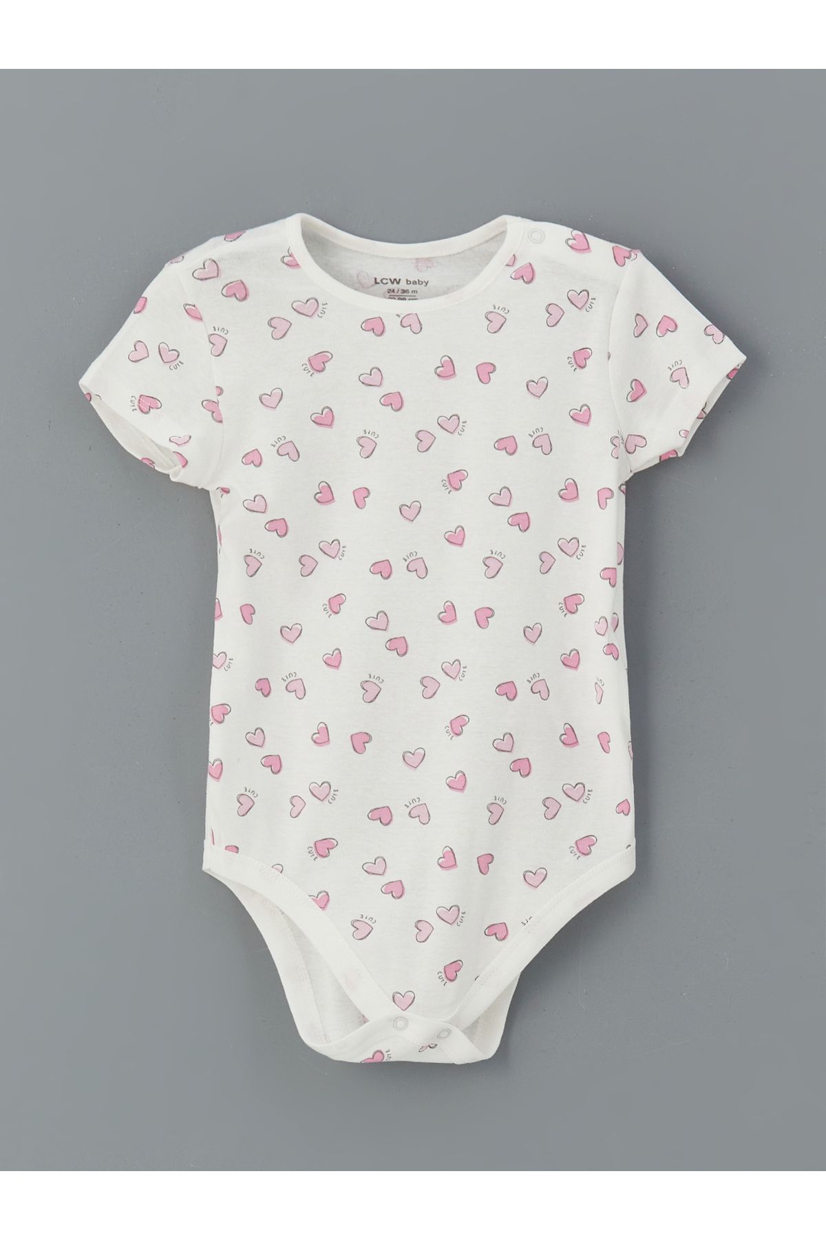 LC Waikiki Bisiklet Yaka Çiçekli Kız Bebek Çıtçıtlı Bodysuit