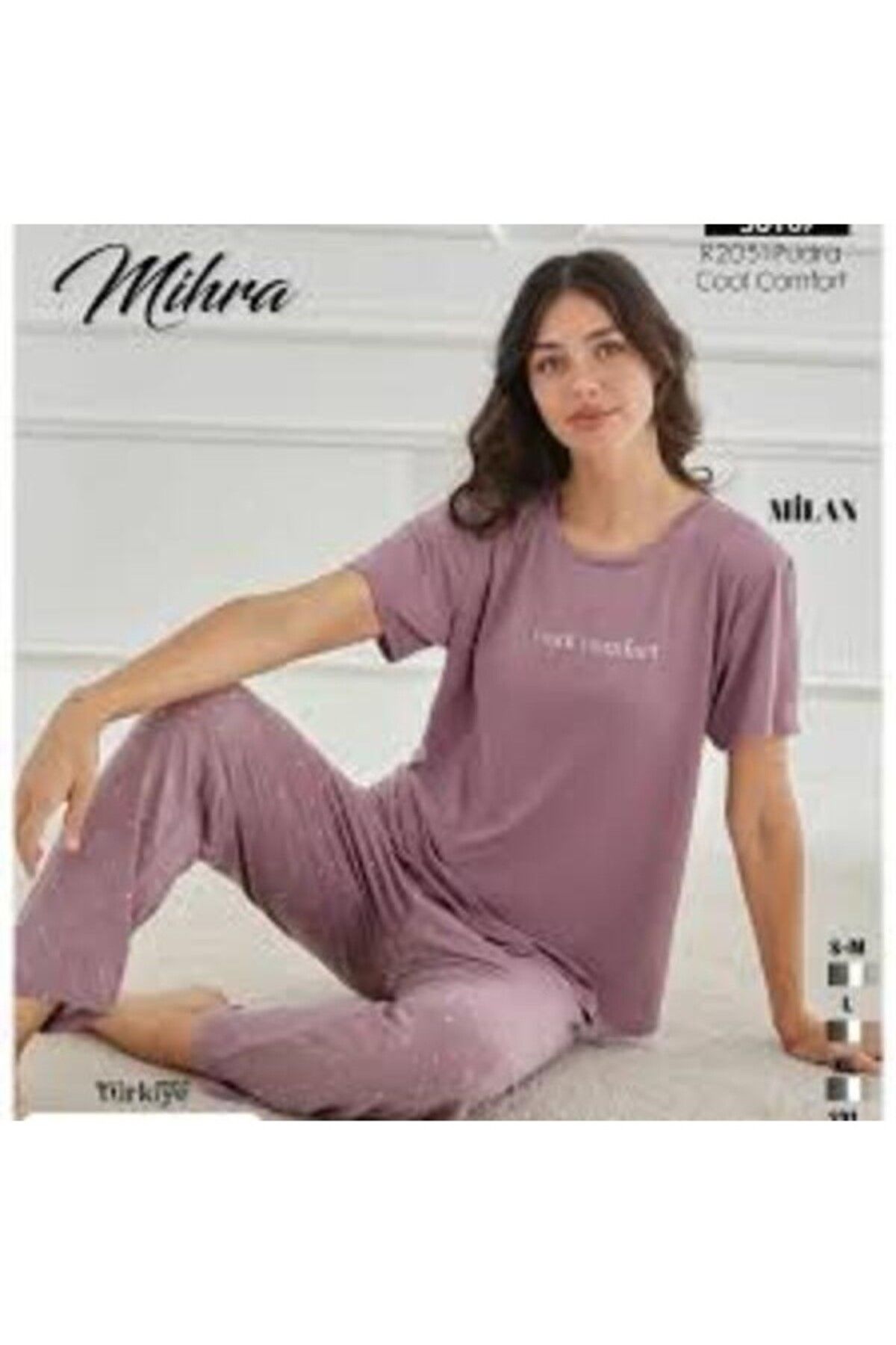 Mihra MİHRA-290-06-25 Kadın Kısa Kol Pamuklu Pijama Takımı R2051 SM-L-XL 2XL