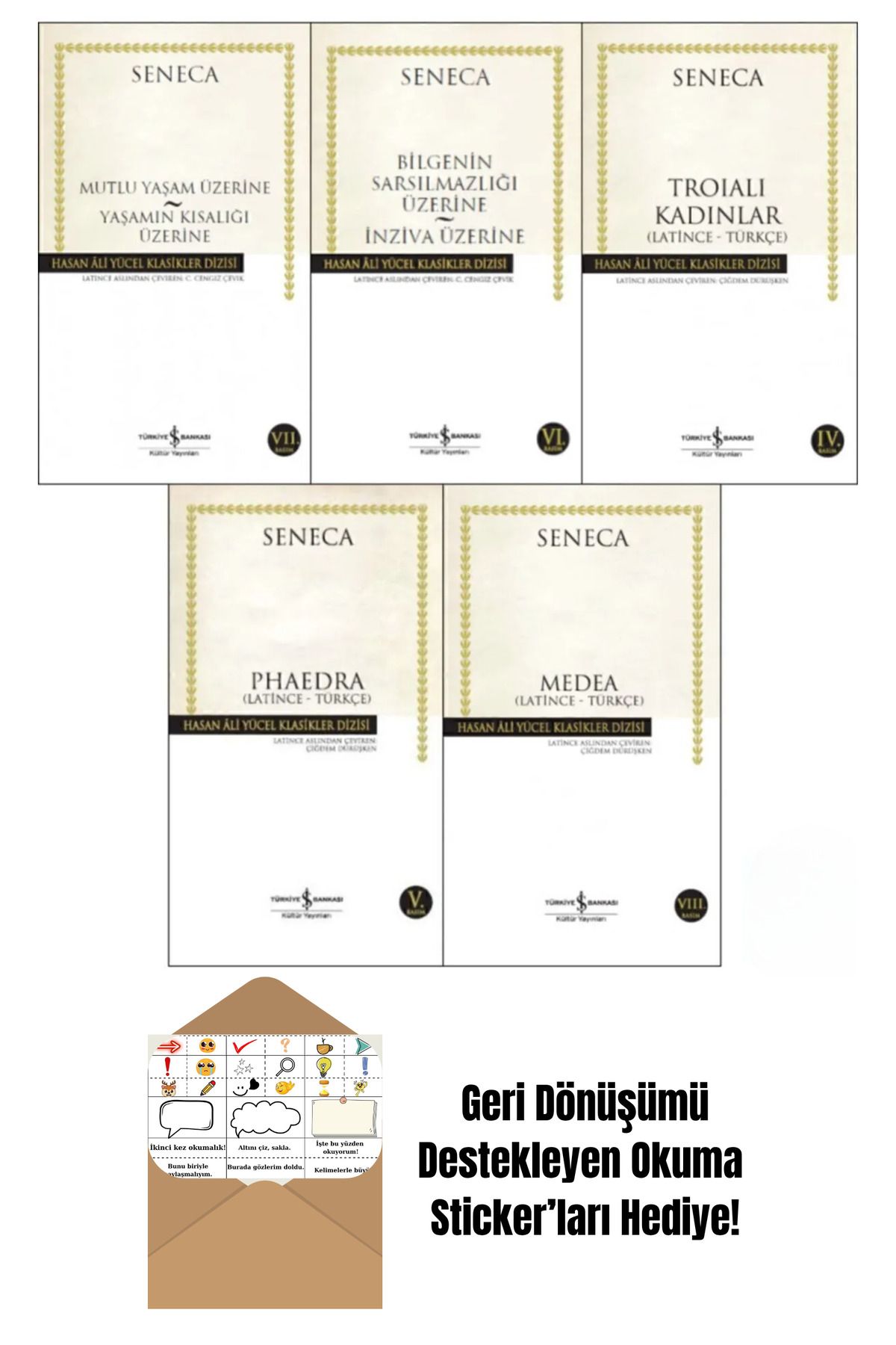 TÜRKİYE İŞ BANKASI KÜLTÜR YAYINLARI Seneca 5 Kitap Set + Okuma Sticker'ları