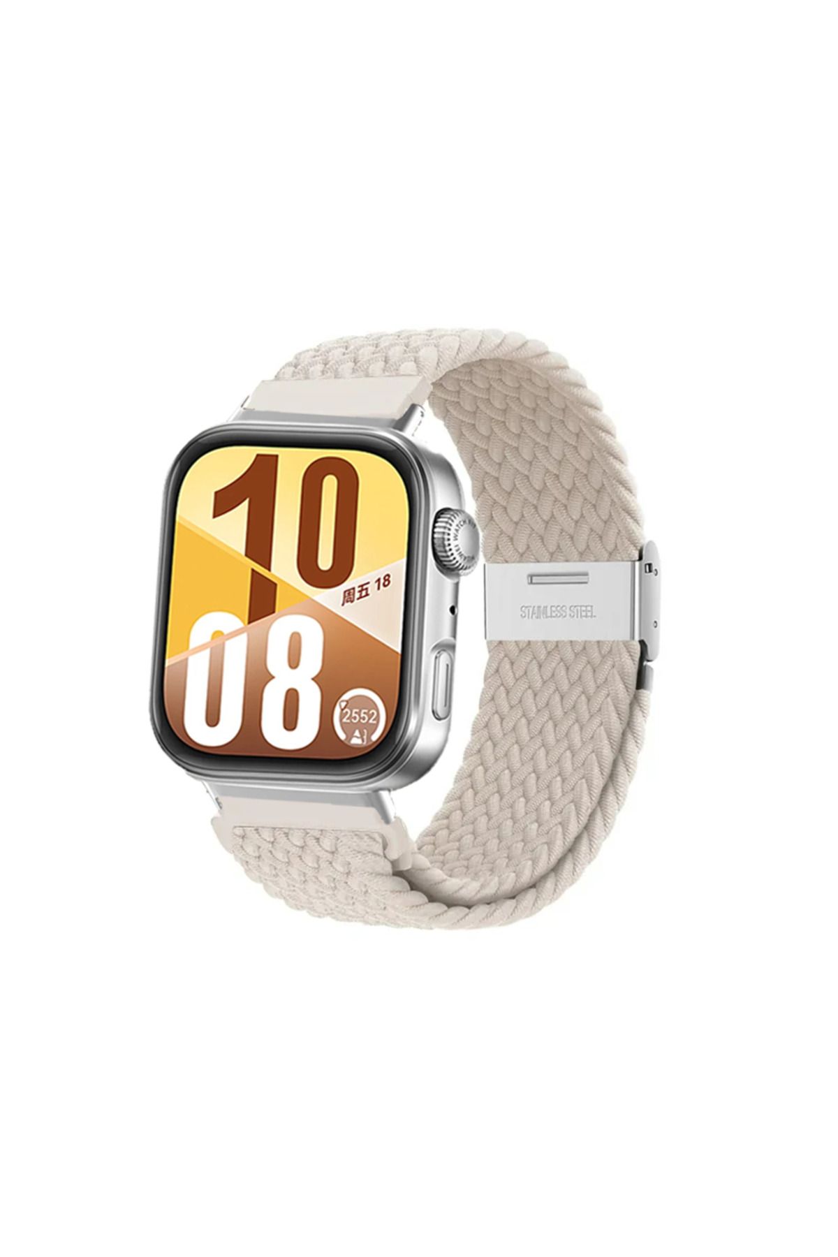 MMPSHOP Huawei Watch Fit 3 / Fit 4 / Fit 4 Pro Uyumlu Metal Clips Kumaş Örgü Akıllı Saat Kordon