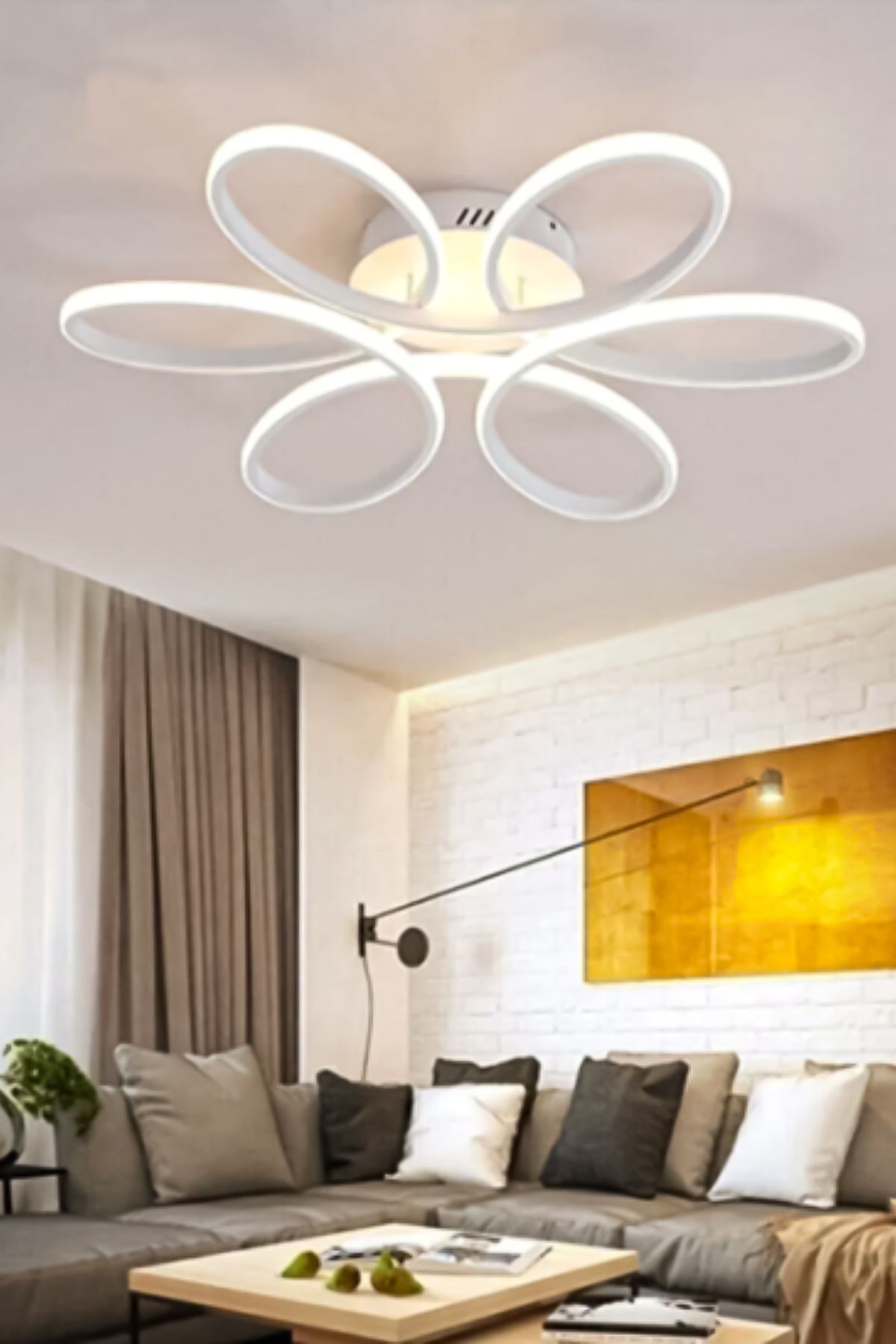Turanconcept Papatya Modern Tasarım Led 3 Renk Işık Enerji Tasarruflu Dekoratif Avize Salon Mutfak Giyinme Odası