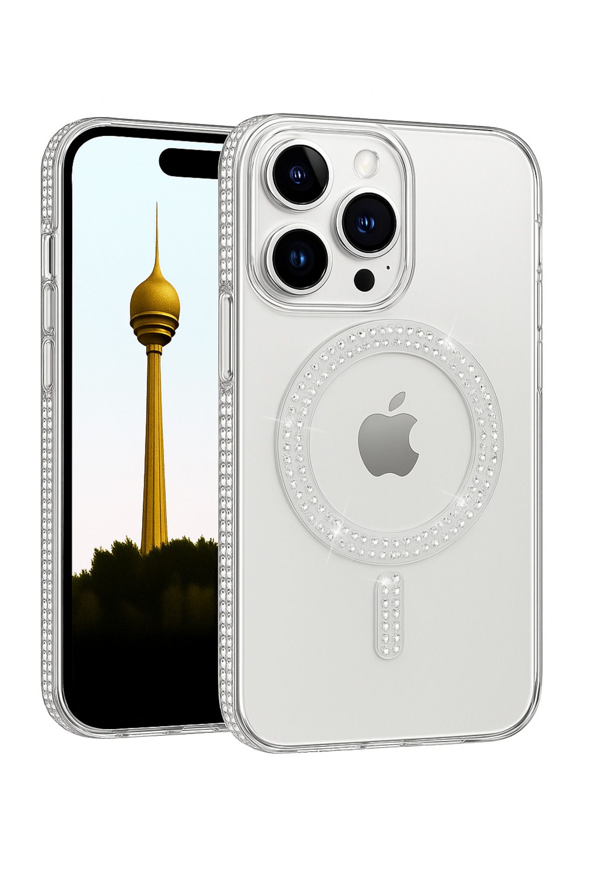 Peeq Stellora iPhone 16 Pro Max Taşlı Lüks Kılıf – Şık & Işıltılı Tasarım