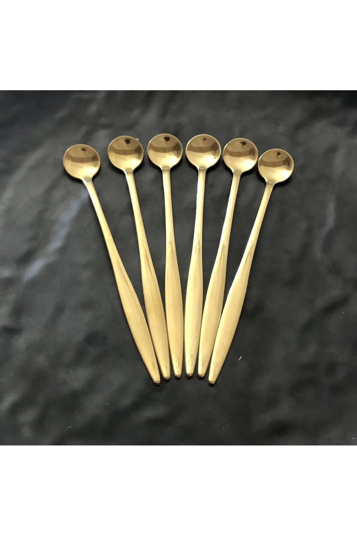 atabey home ÇELİK ÇAY KAŞIĞI TİTANYUM GOLD KAPLAMA 6'LI KALIN SAP-KÜÇÜK YUVARLAK AĞIZ