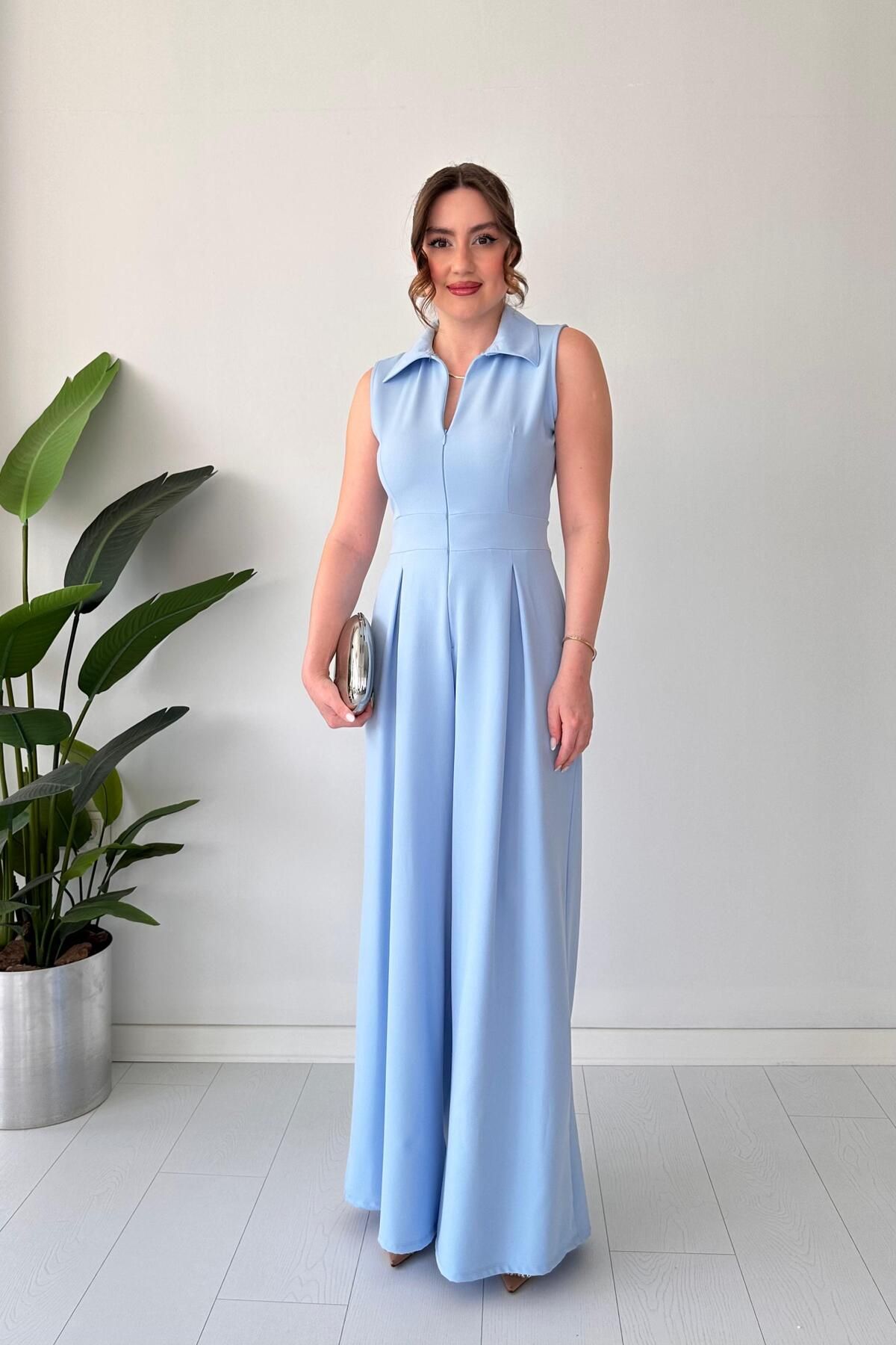 MaziButik Fermuarlı Tulum Bebe Mavi