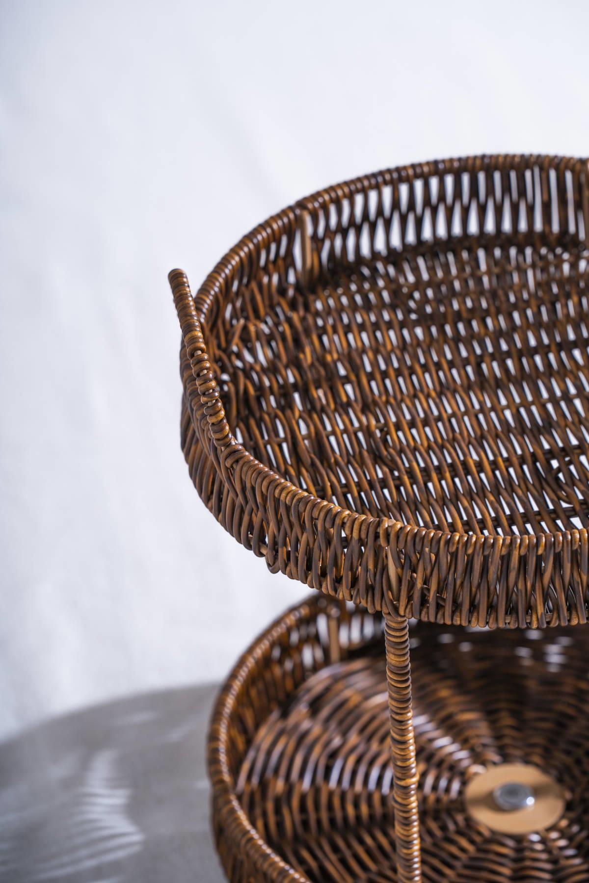 ACAR-Nomad Two-Tier Wicker Round Rotating Presentation Stand 3