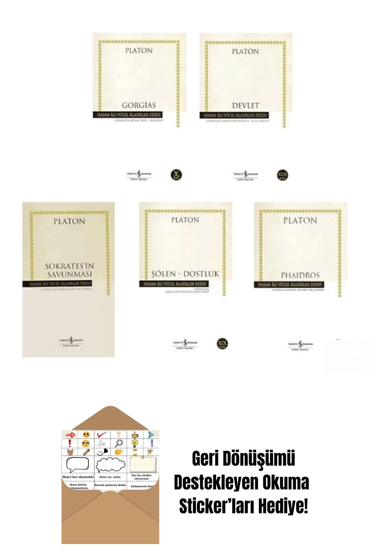 TÜRKİYE İŞ BANKASI KÜLTÜR YAYINLARI Platon 5 Kitap Set İş Bankası + Okuma Sticker'ları