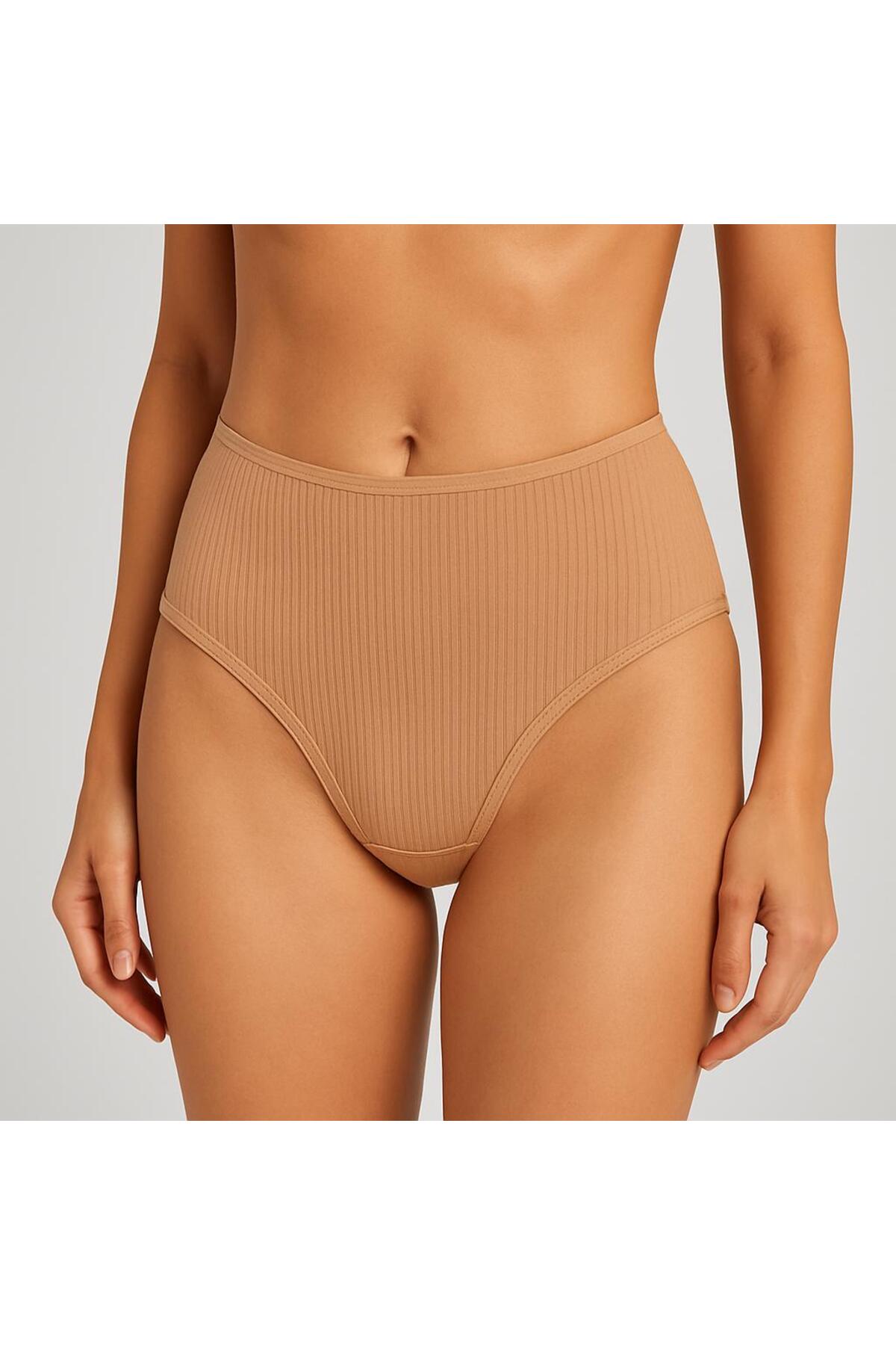 Pierre Cardin 5'li Ekonomik Paket 2905 Fitilli Yüksek Bel Pamuklu Basic Slip Külot görsel 4