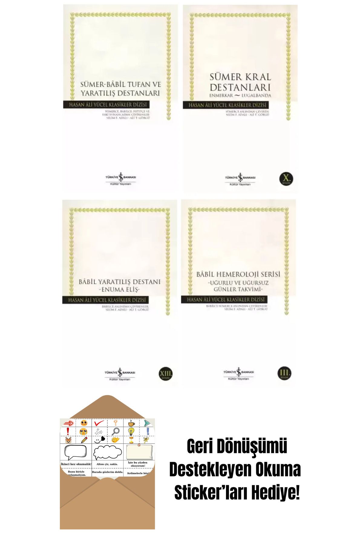 TÜRKİYE İŞ BANKASI KÜLTÜR YAYINLARI Sümer Babil Destanları 4 Kitap Set + Okuma Sticker'ları