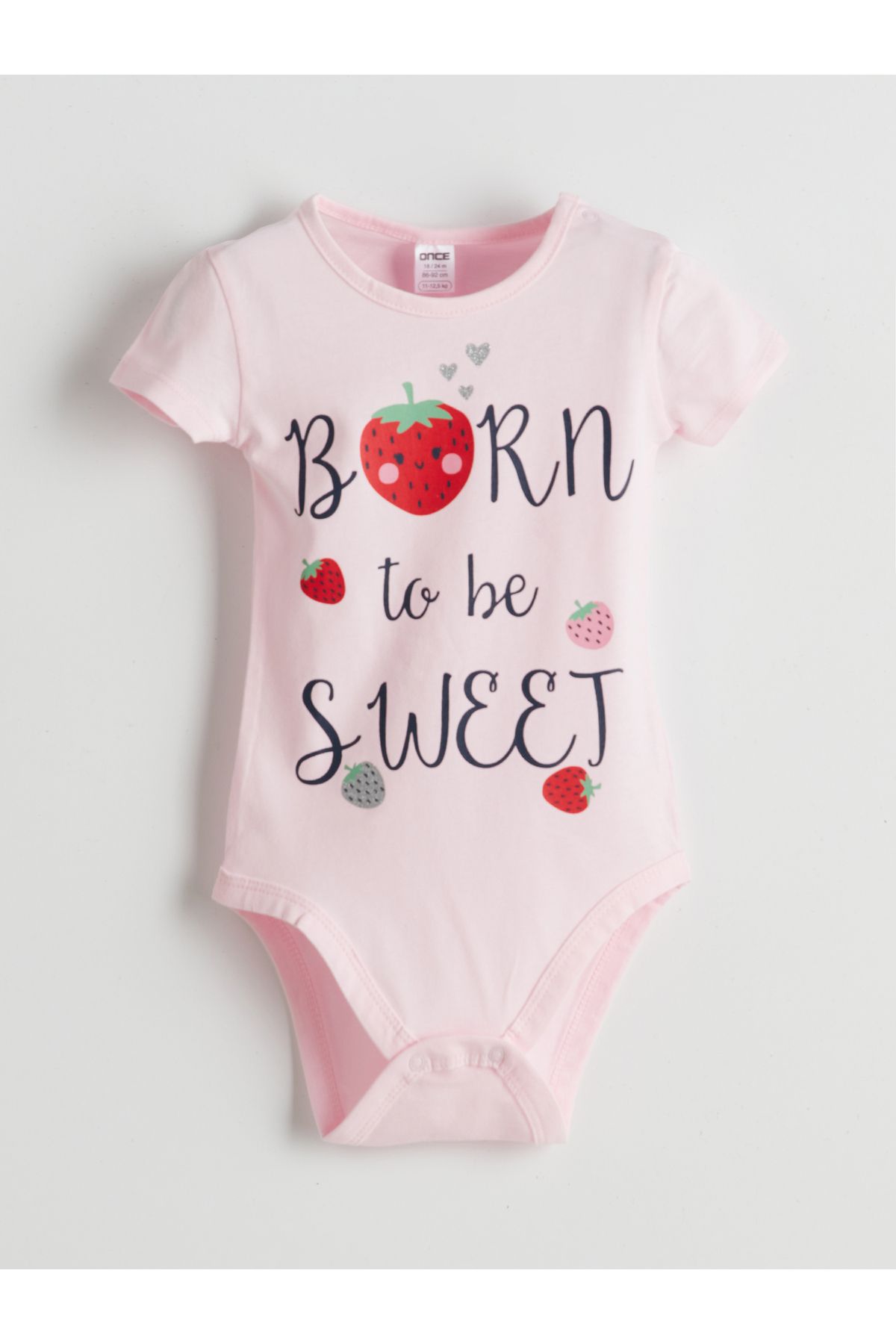 LC Waikiki Bisiklet Yaka Baskılı Kız Bebek Çıtçıtlı Bodysuit