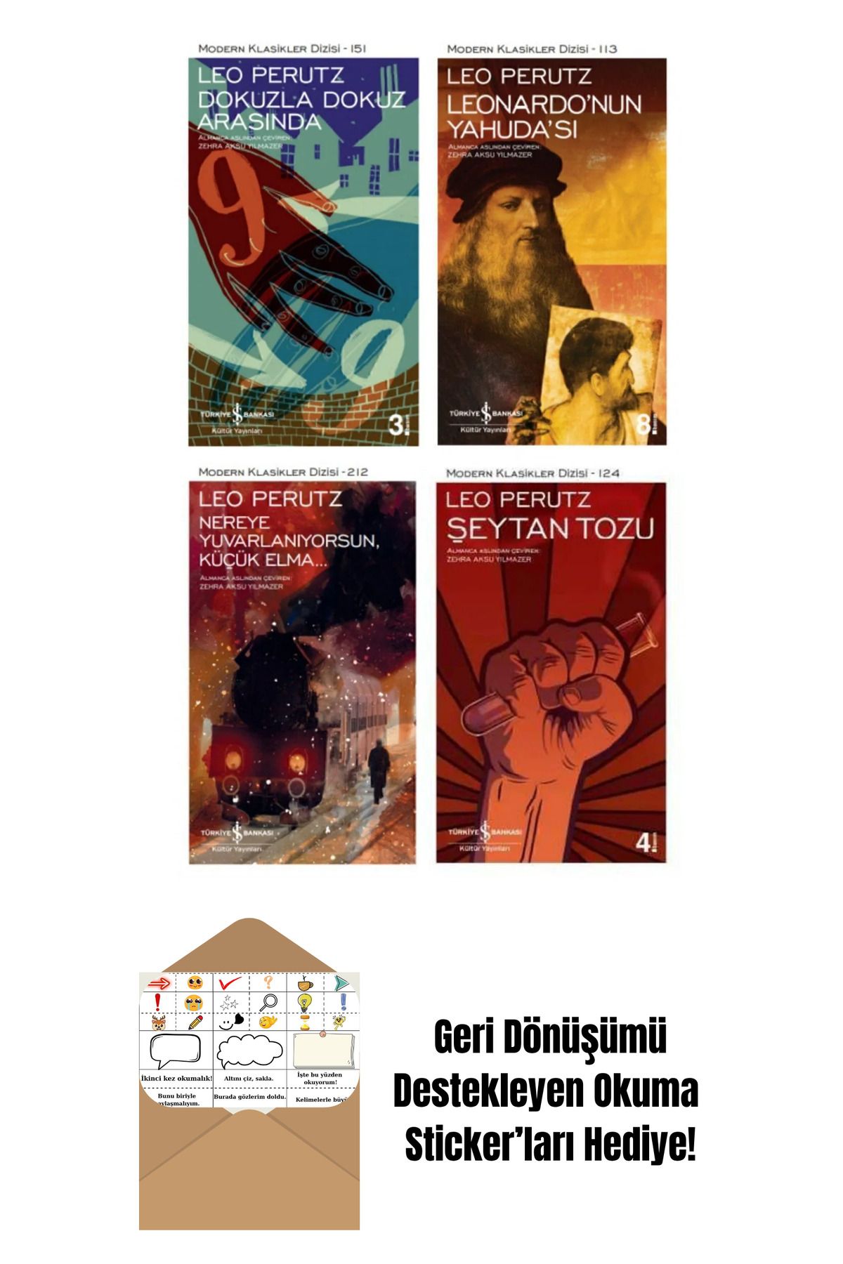 TÜRKİYE İŞ BANKASI KÜLTÜR YAYINLARI Leo Perutz 4 Kitap Set + Okuma Sticker'ları