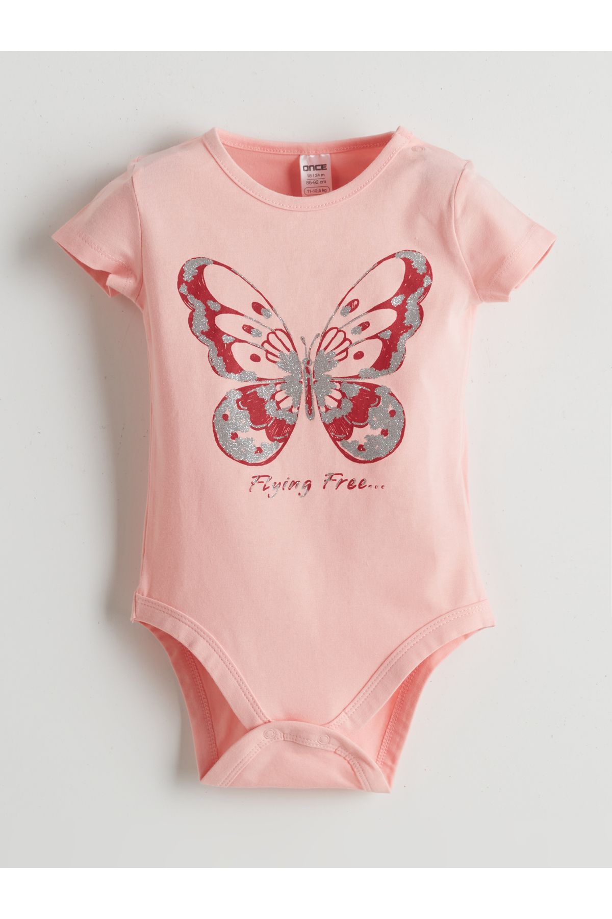 LC Waikiki Bisiklet Yaka Baskılı Kız Bebek Çıtçıtlı Bodysuit