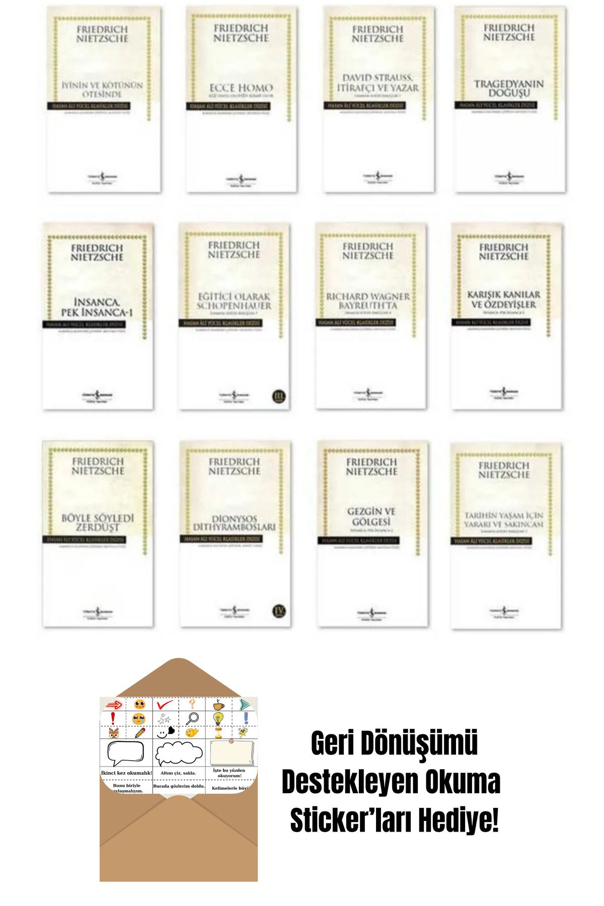 TÜRKİYE İŞ BANKASI KÜLTÜR YAYINLARI Friedrich Wilhelm Nietzsche Seti 12 Kitap + Okuma Sticker'ları