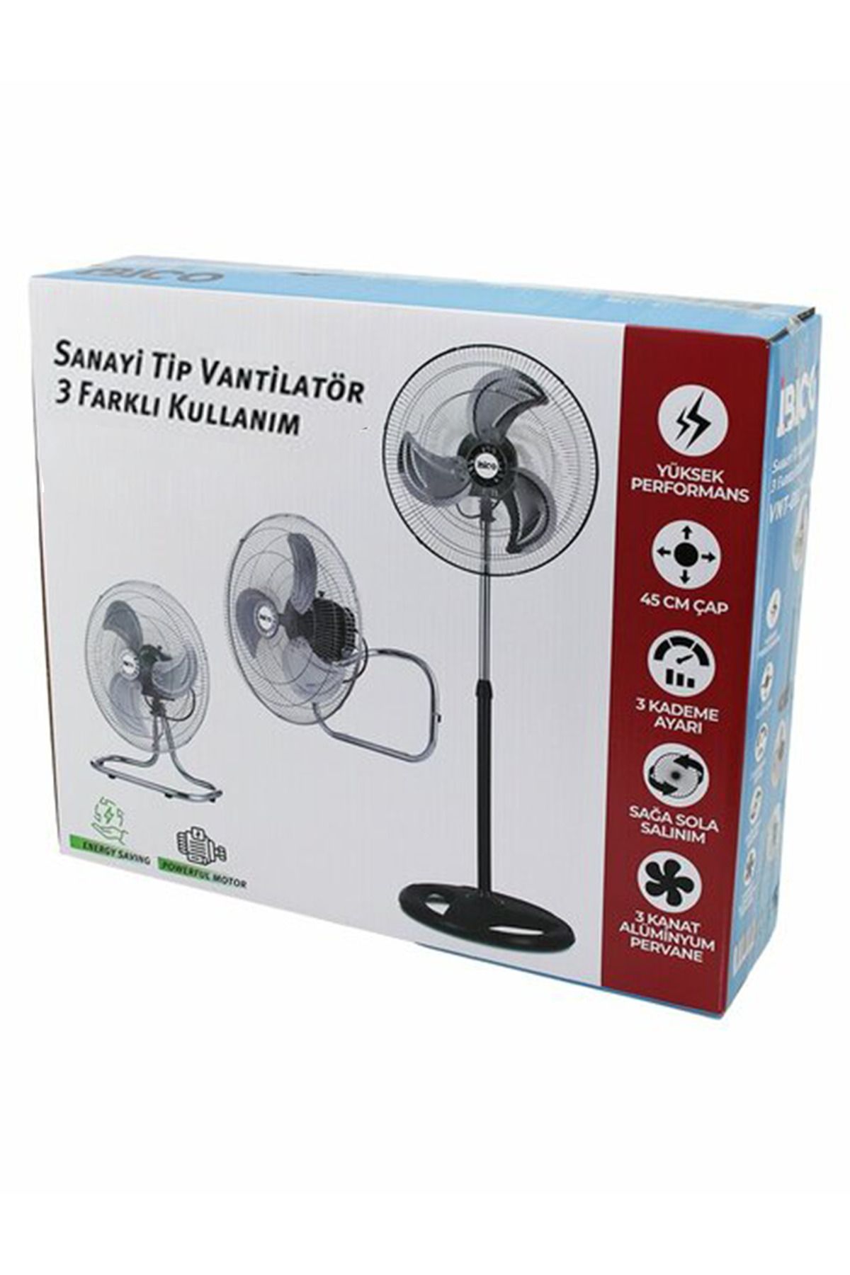 Markafox 3in1 Sanayi Tipi Vantilatör 45cm – Duvara Monte, Ayaklı, Masaüstü 75W 3 Kademeli