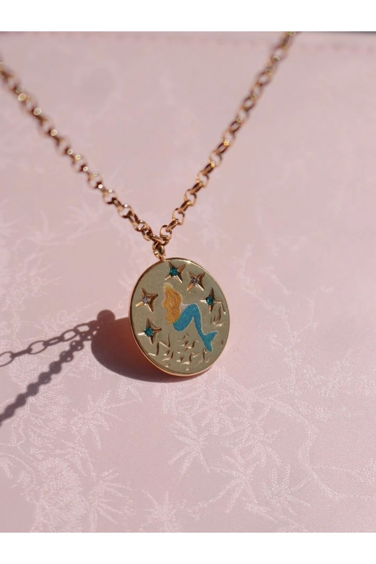 Reorah Collection Vintage Luna Mermaid Çelik Kolye