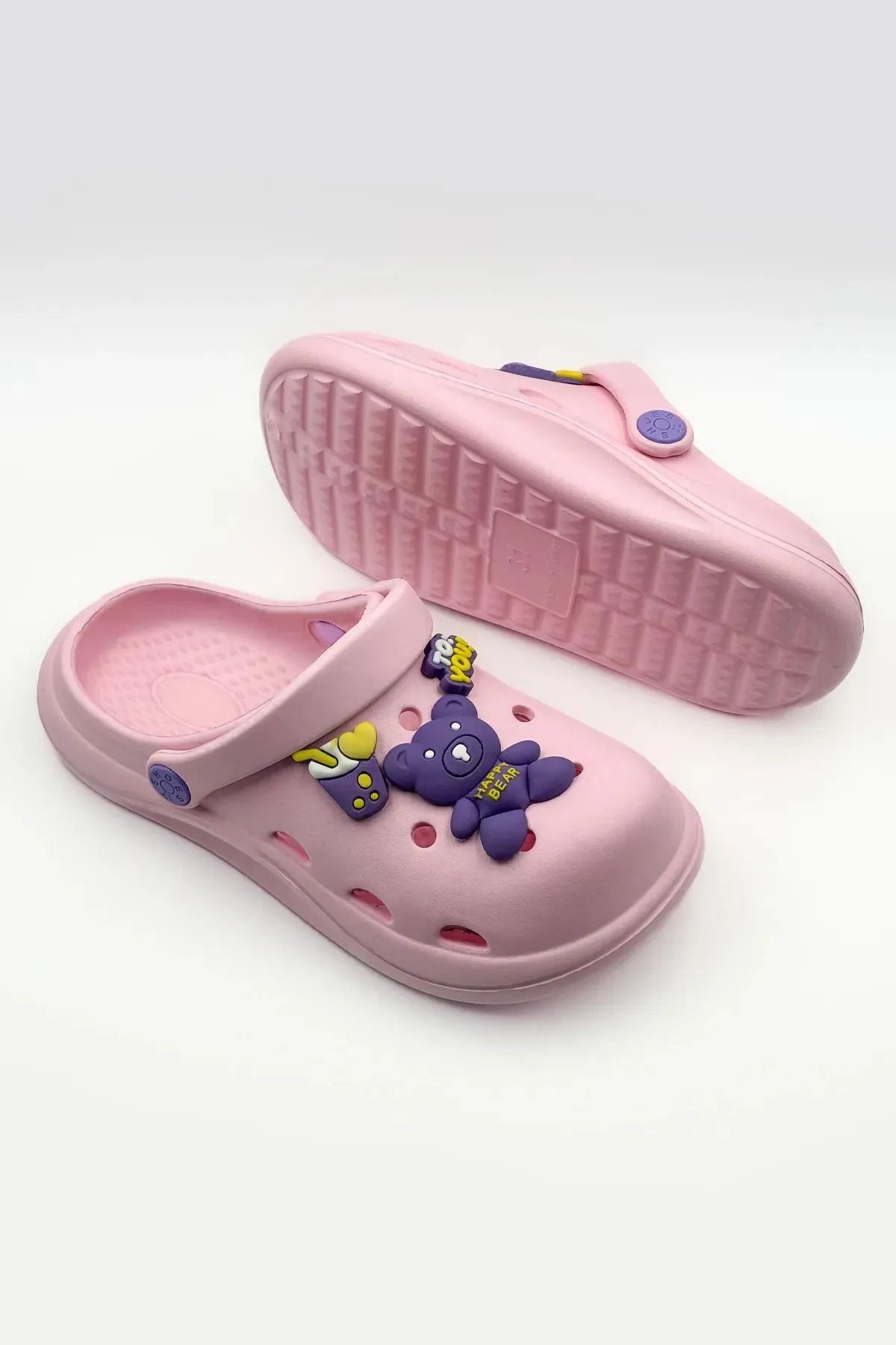 CihanShoes-Children's Emoji Slippers Garden Slippers Beach Sea Bath Slippers 30-31-32-33-34-35 Number Powder Color 4