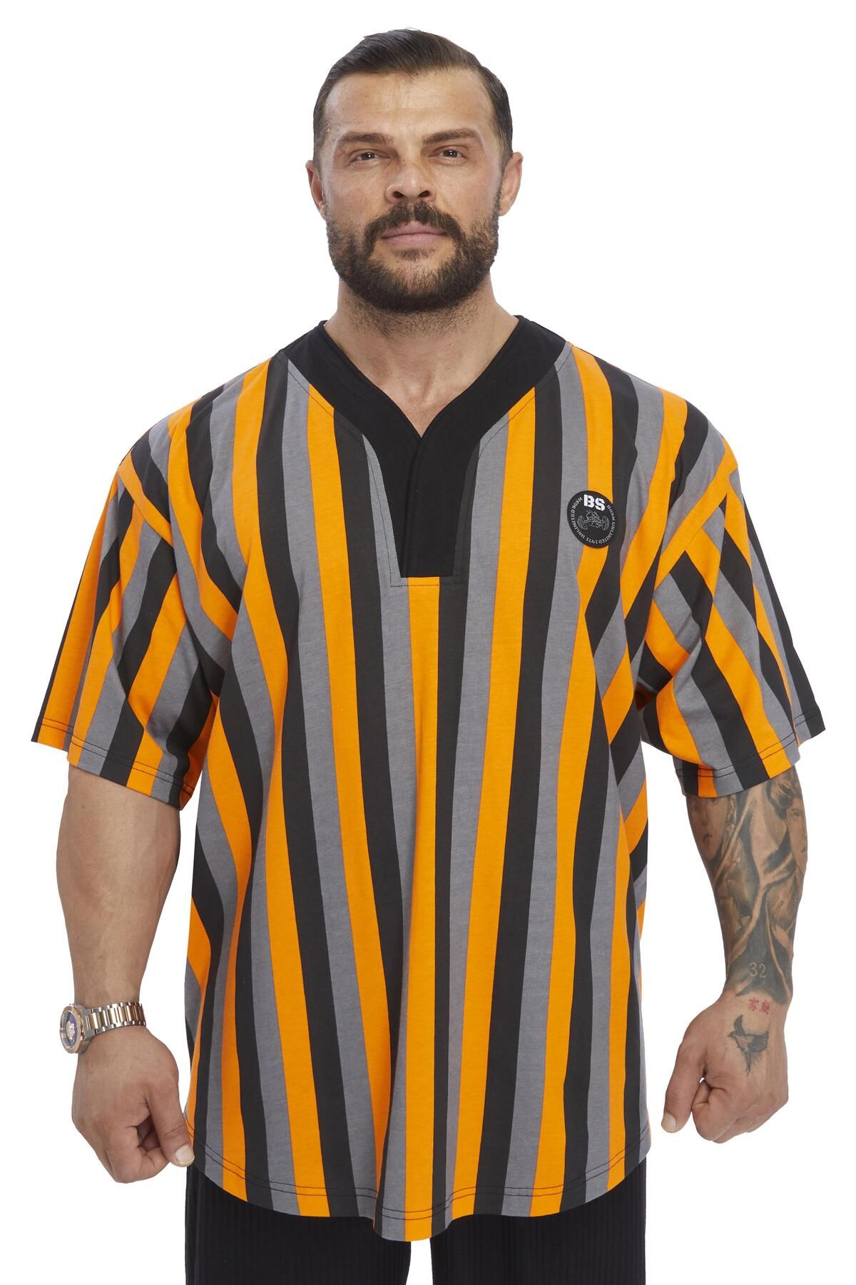 BGSM Oversize Pamuk Tişört, V Yaka Rag Top BGSM 3363