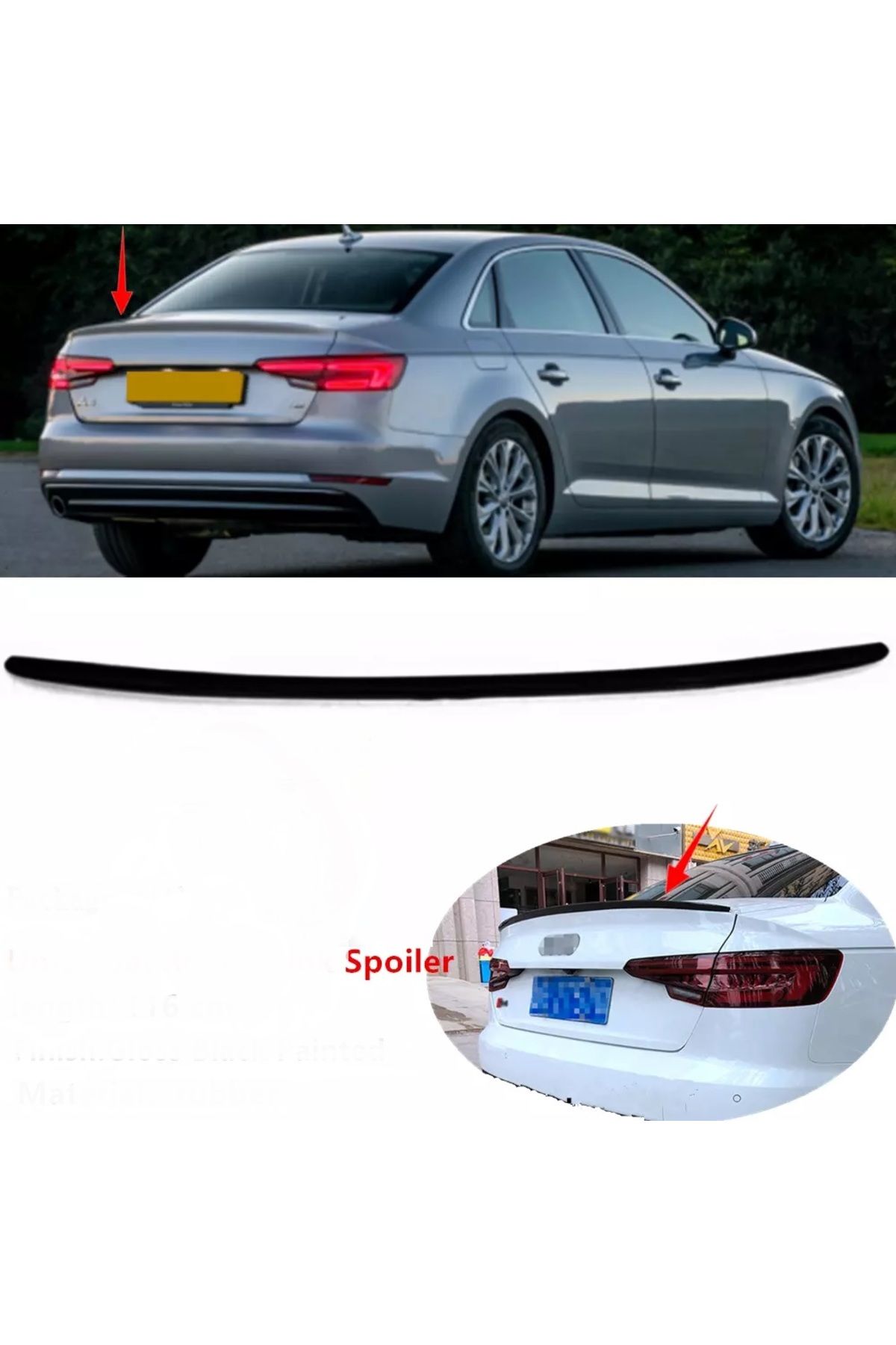 X POWER TUNİNG audi a4 2017-2024 plastik parlak siyah S4 spoiler