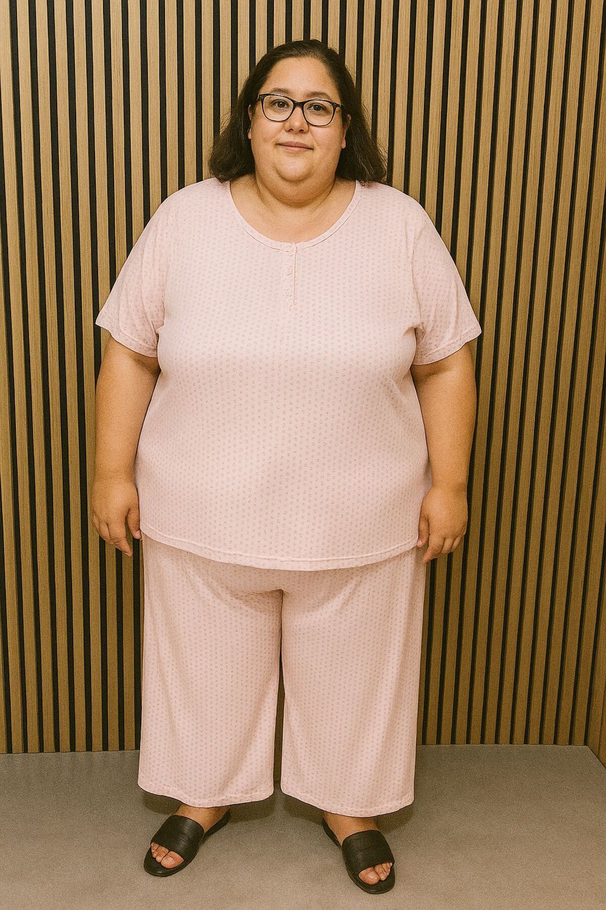 MODA BÜYÜK BEDEN BATTAL DESENLİ PİJAMA TAKIMI