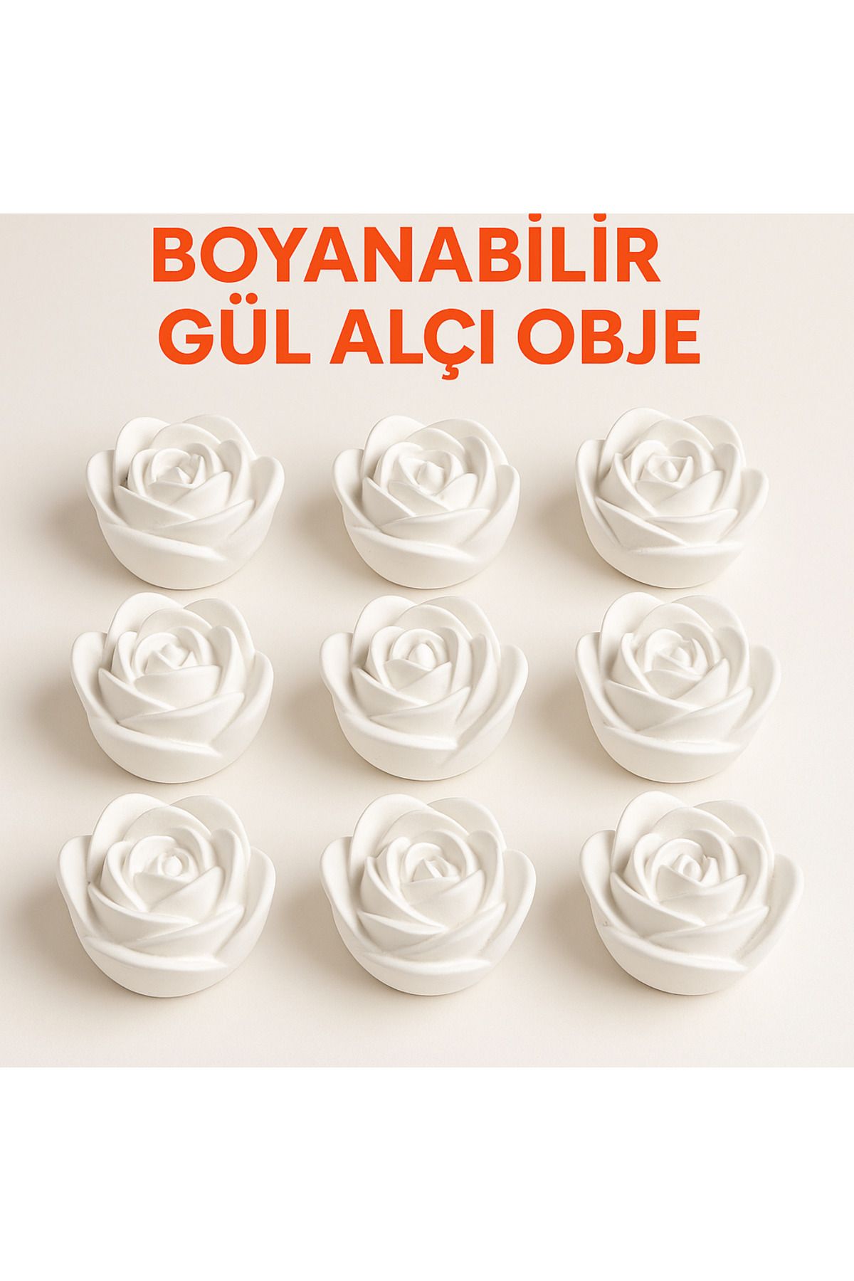 WeSank 9'lu Gül Şeklinde Kutu Boyanabilir Alçı Obje – Hobi & Dekoratif Sanat Seti